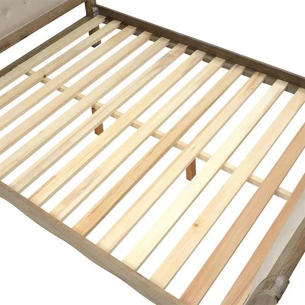 CAMILLE LIMEWASH OAK Buttoned 6ft Super King Bed Quality Furniture