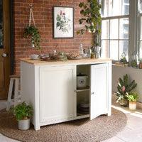 Load image into Gallery viewer, Portobello Cream Breakfast Bar Island with Stools Quality Furniture Clearance Ltd