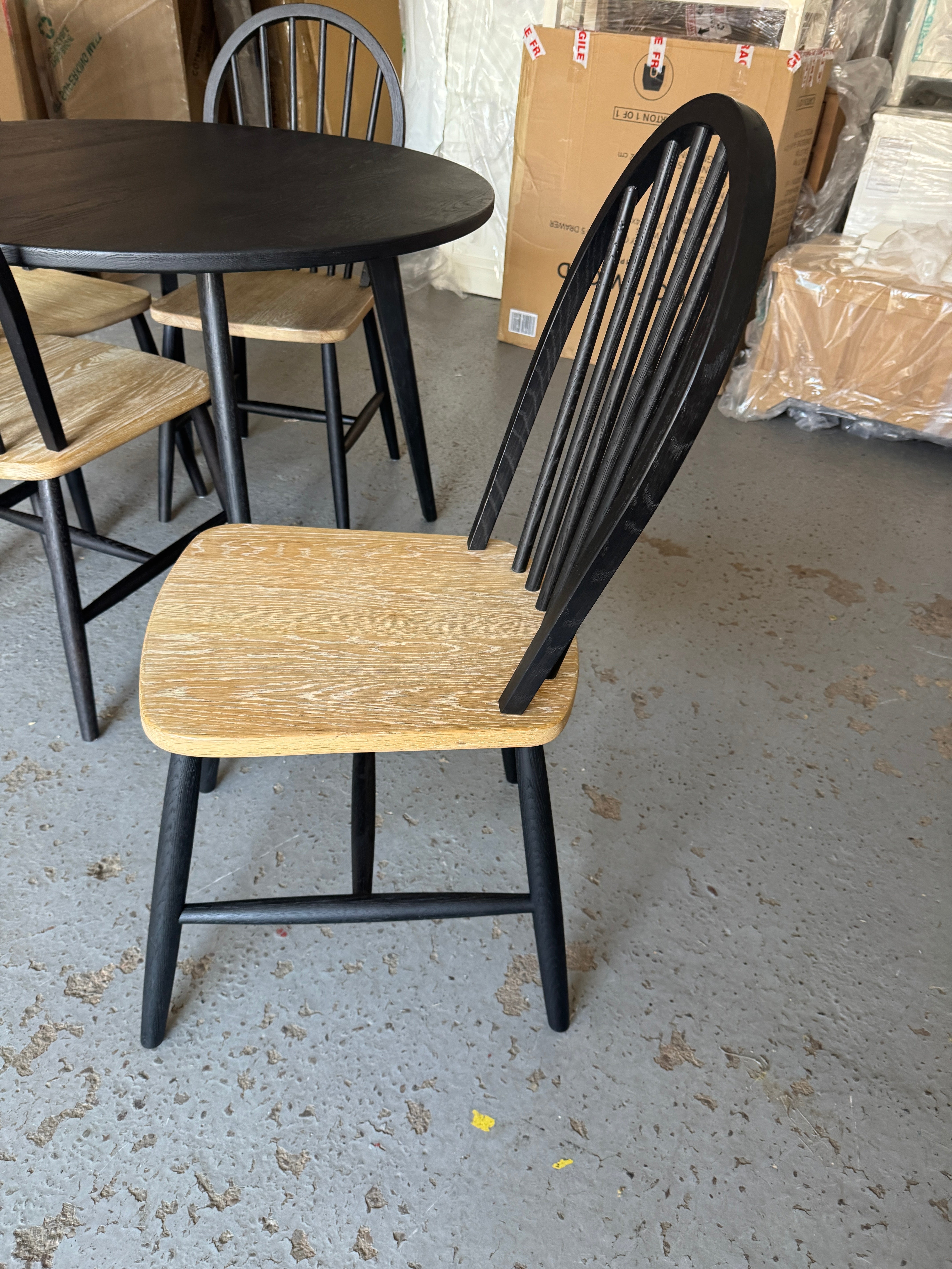 BERKELEY BLACK OAK Dining Table and 4 Chairs Quality Furniture Clearance Ltd