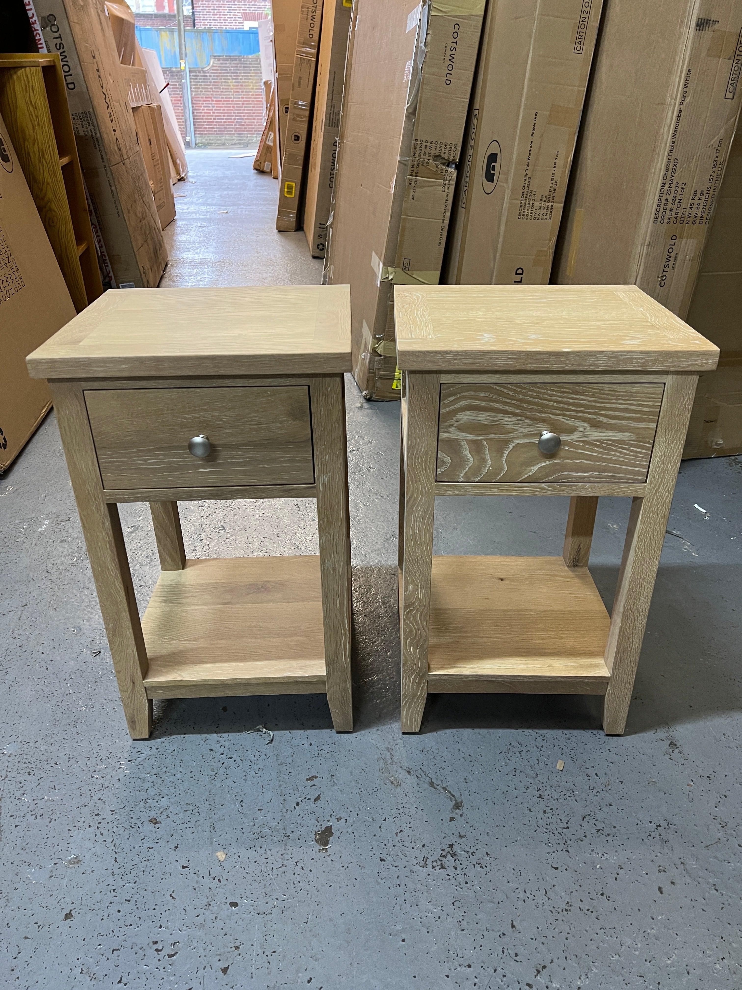 Set of 2 INGLESHAM WHITEWASH OAK
1 Drawer Bedsides Quality Furniture Clearance Ltd
