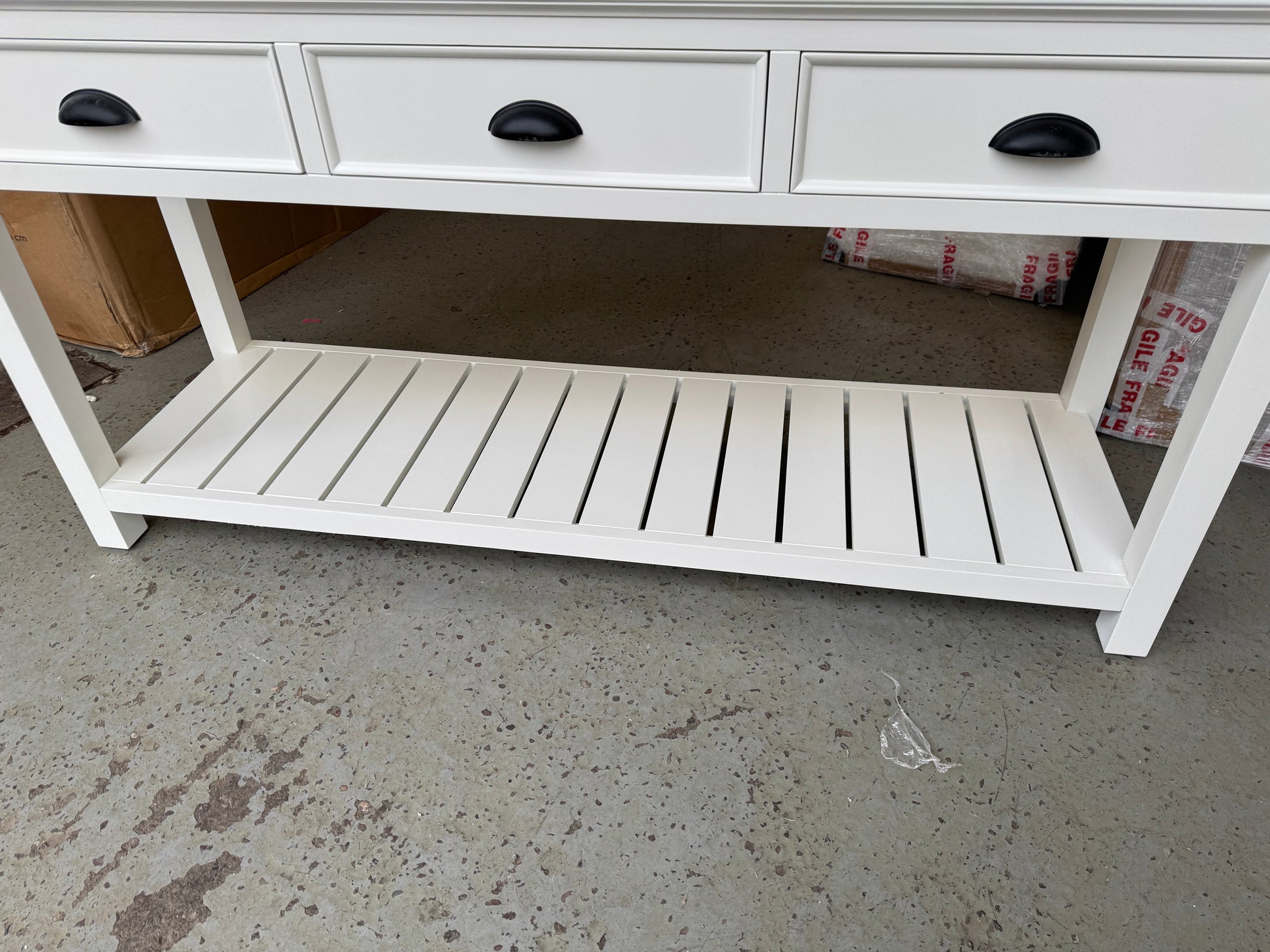 STOW WARM WHITE Extra Large Console Table Quality Furniture Clearance Ltd