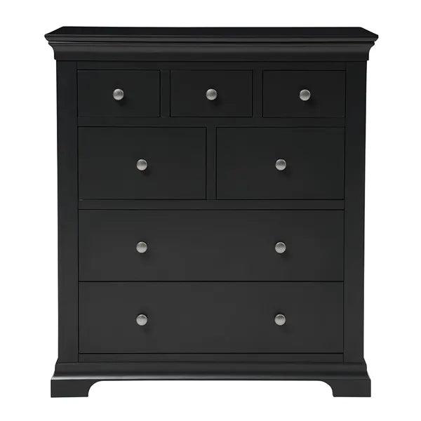 CHANTILLY DUSKY BLACK 7 Drawer Chest Quality Furniture Clearance Ltd