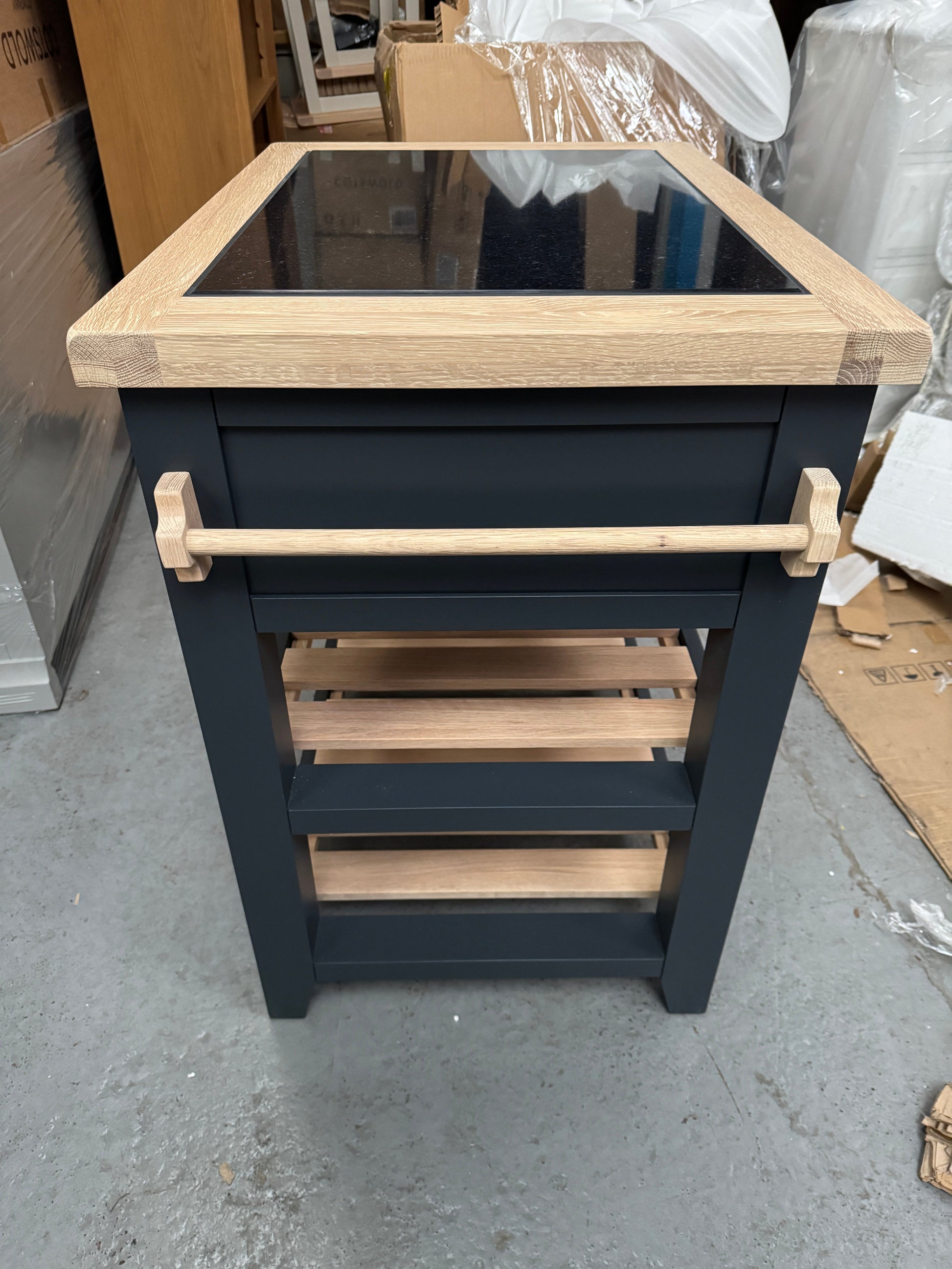 CHESTER CHARCOAL Small Kitchen Island with Granite Top Quality Furniture Clearance Ltd