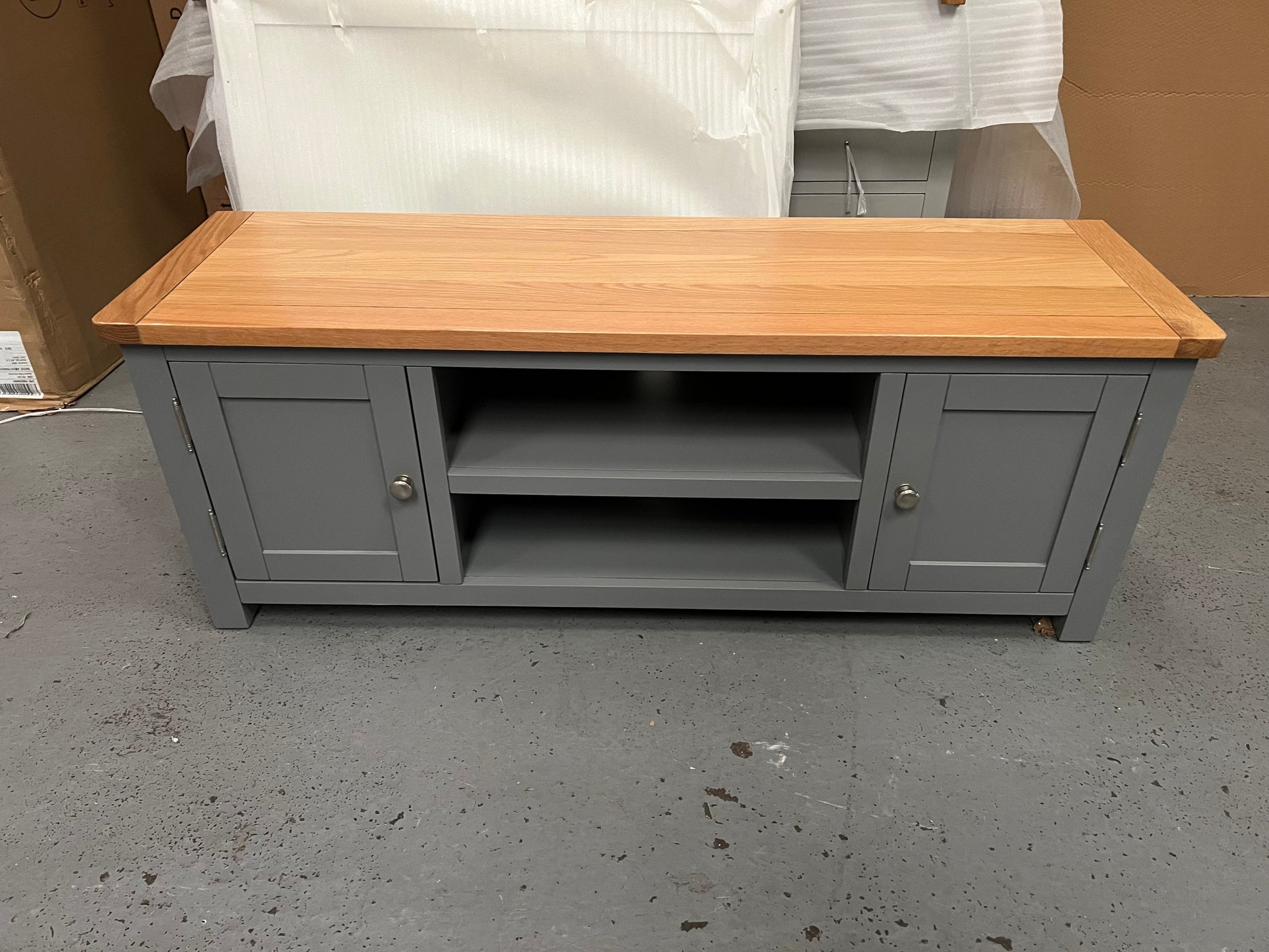 Sussex Storm Grey Widescreen TV Unit - Up to 60" Quality Furniture Clearance Ltd