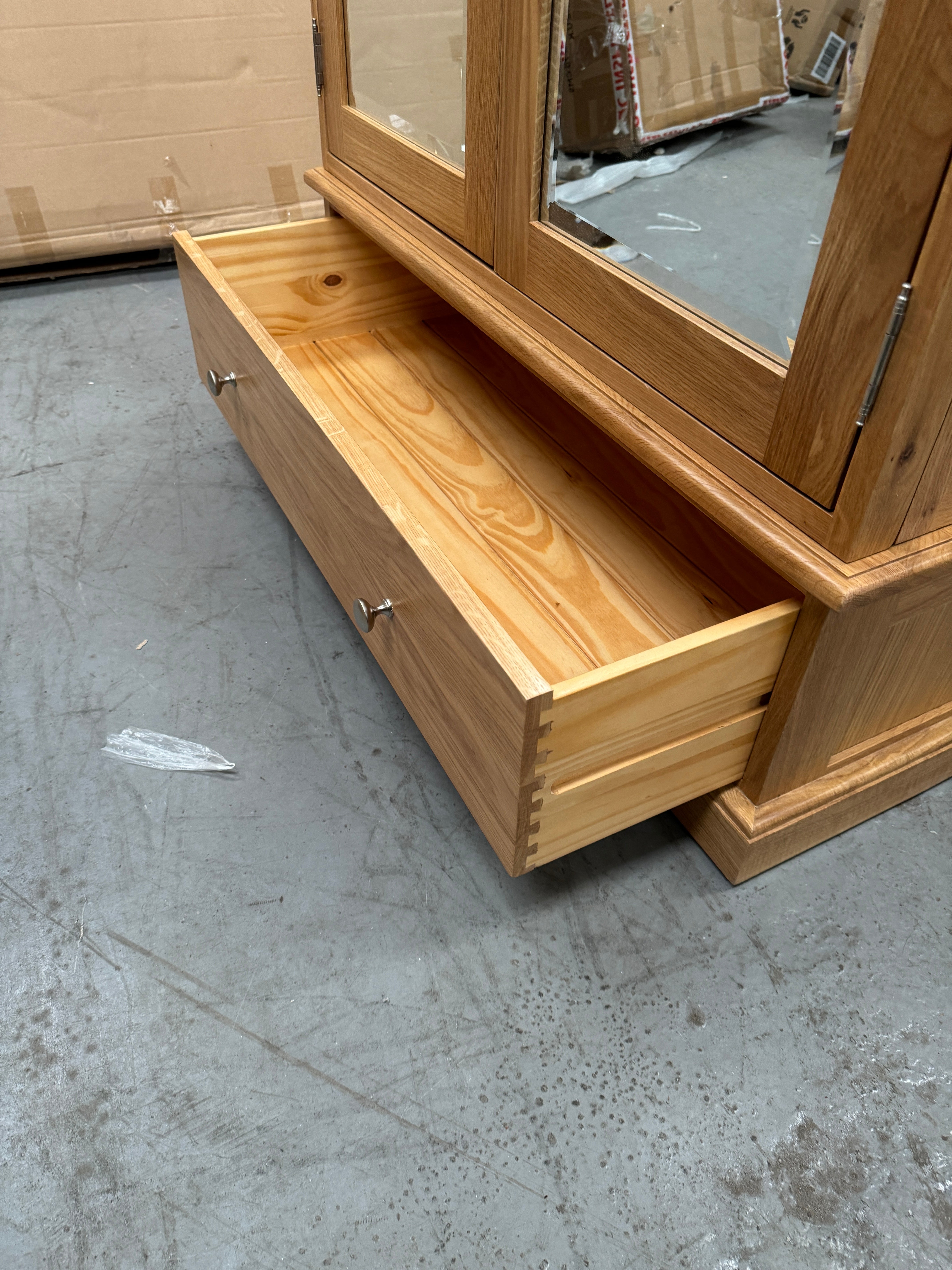 Appleby Light Oak Double Wardrobe with Mirrors Wardrobe. furniture delivered