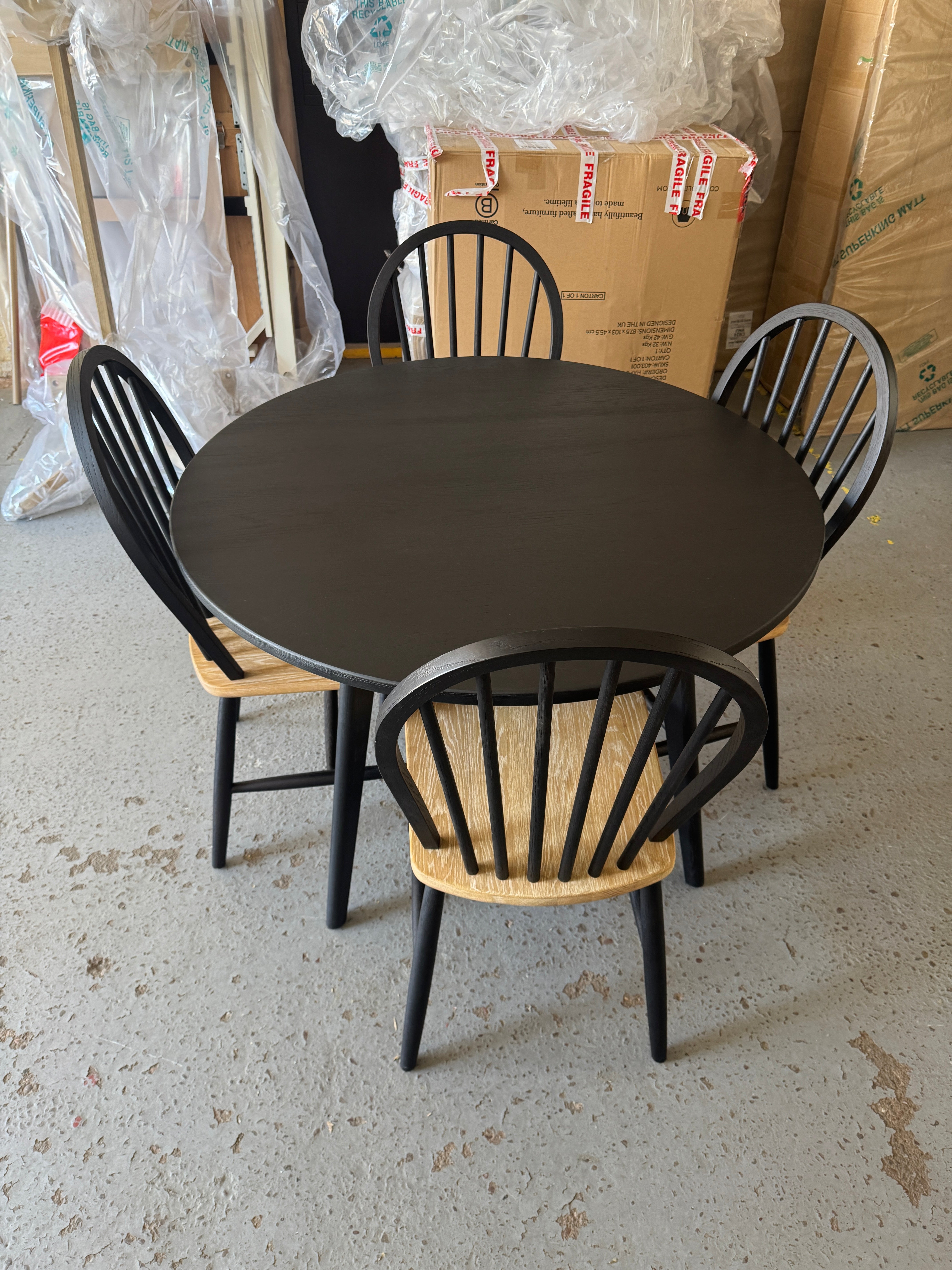 BERKELEY BLACK OAK Dining Table and 4 Chairs Quality Furniture Clearance Ltd