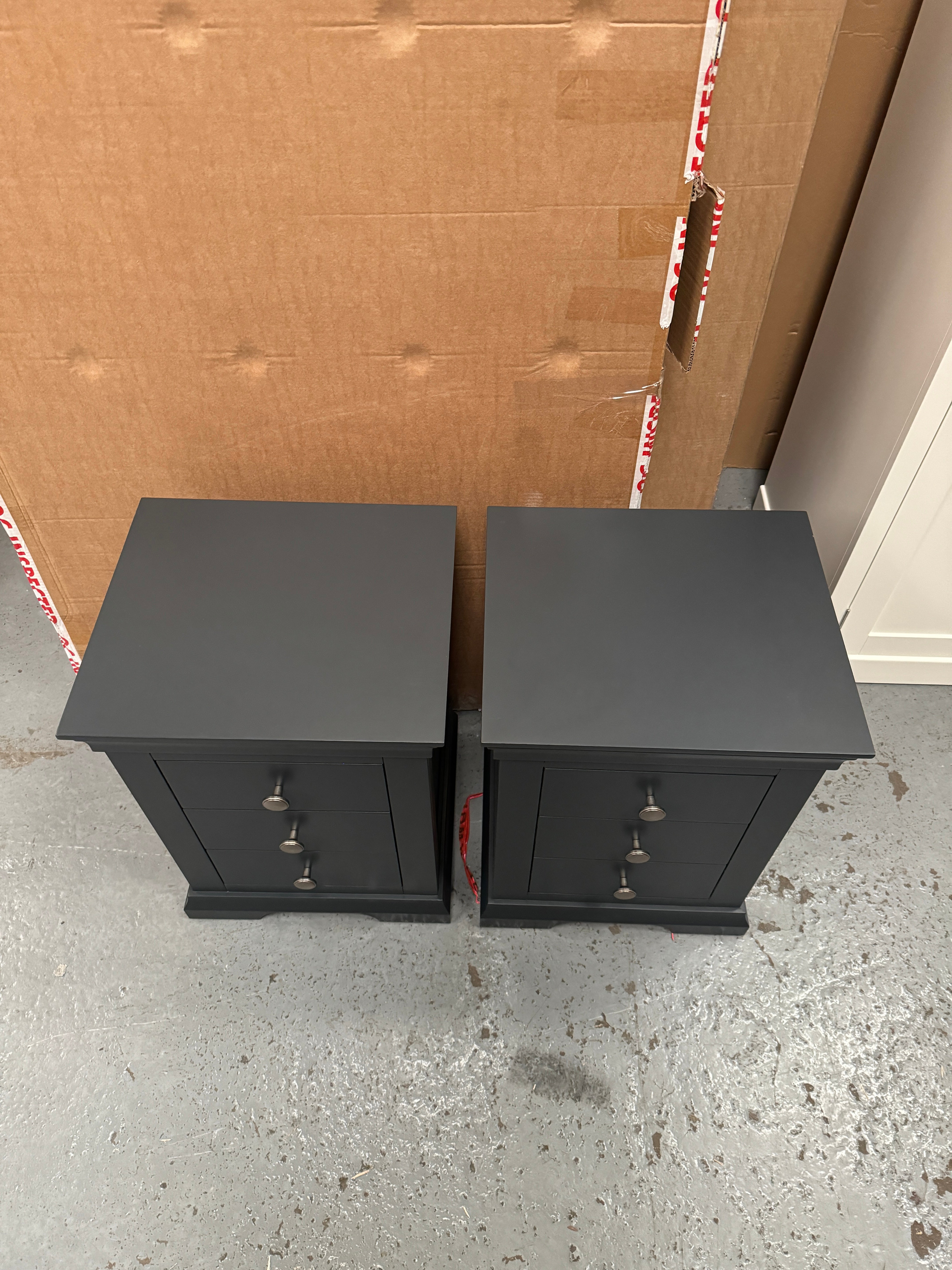 CHANTILLY DUSKY BLACK Set of 2 Bedside Tables Quality Furniture Clearance Ltd