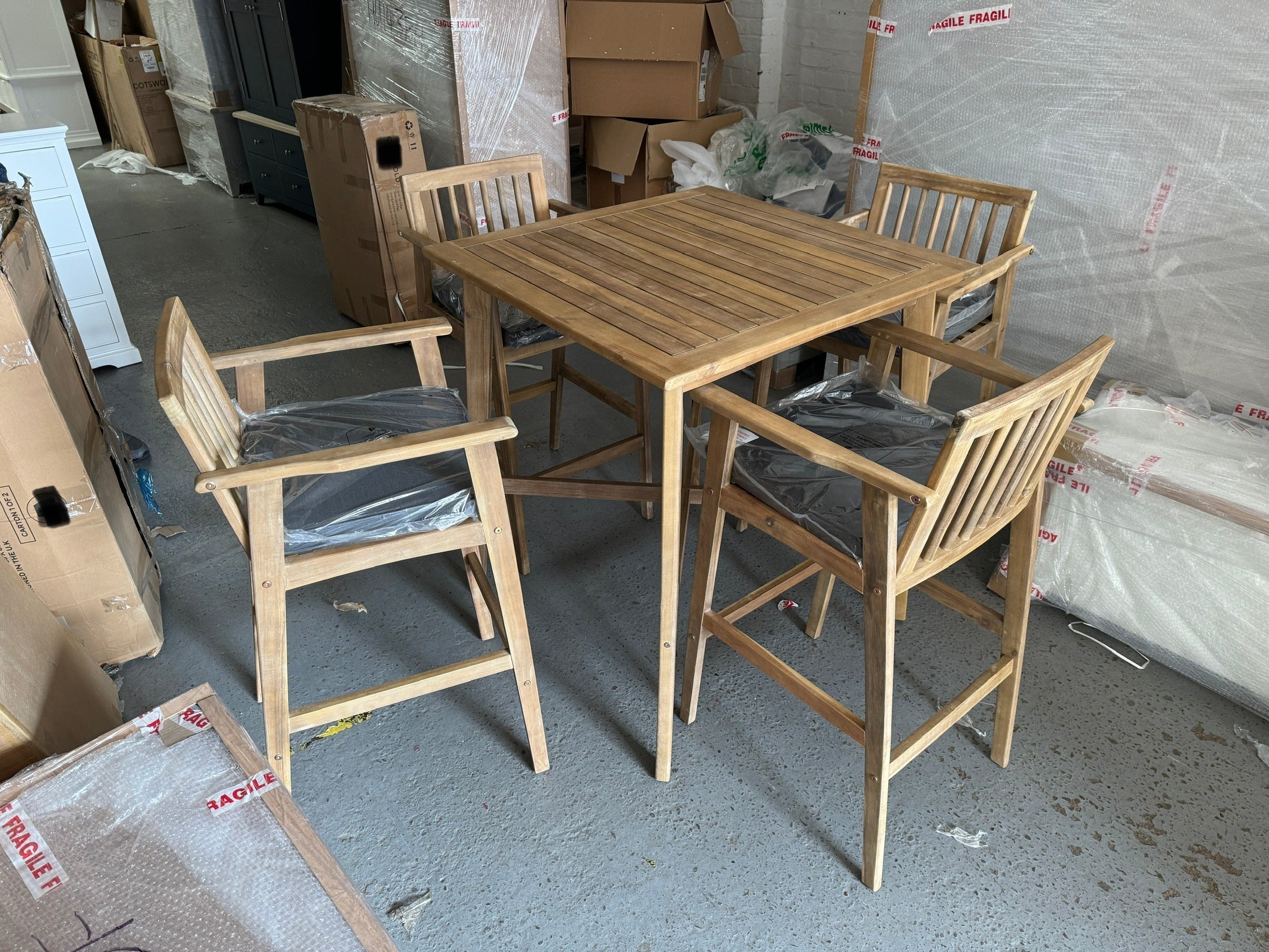 Stroud - 5 pes high bar set - Natural Finish Quality Furniture Clearance Ltd