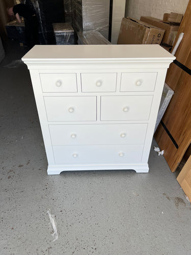Chantilly Warm White 7 Drawer Chest Quality Furniture Clearance Ltd