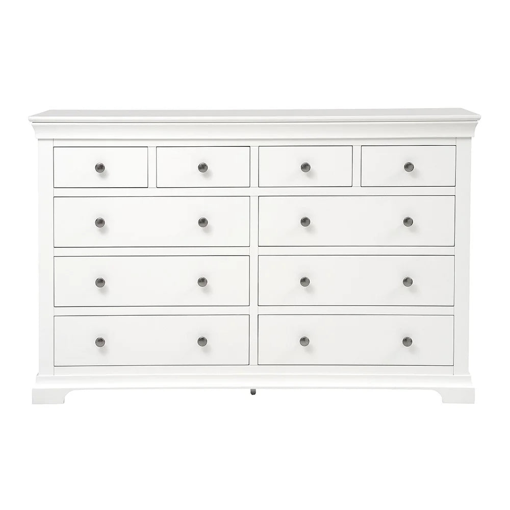 Chantilly Warm White 10 Drawer Chest Quality Furniture Clearance Ltd