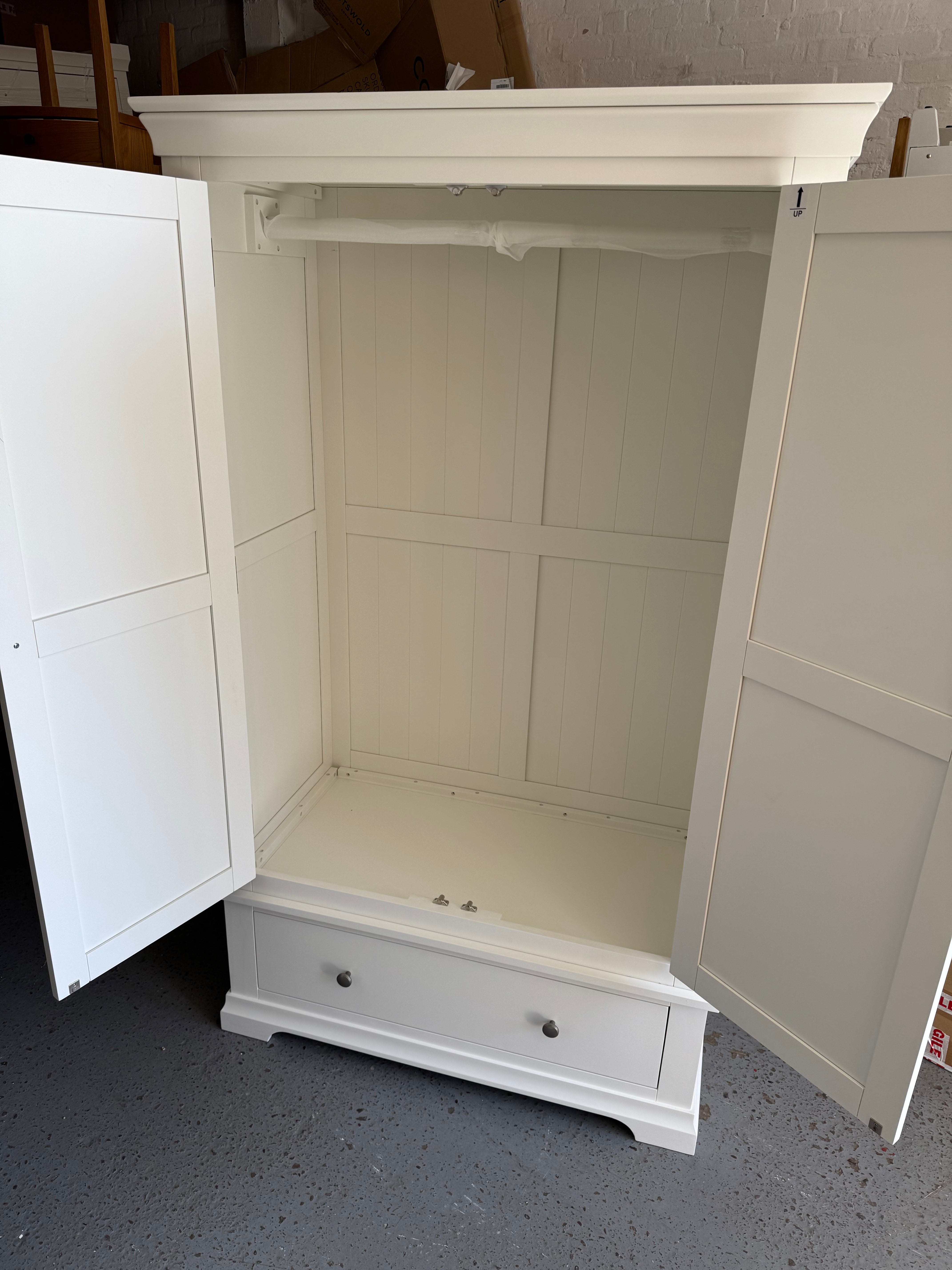 Chantilly warm white double wardrobe. furniture delivered
