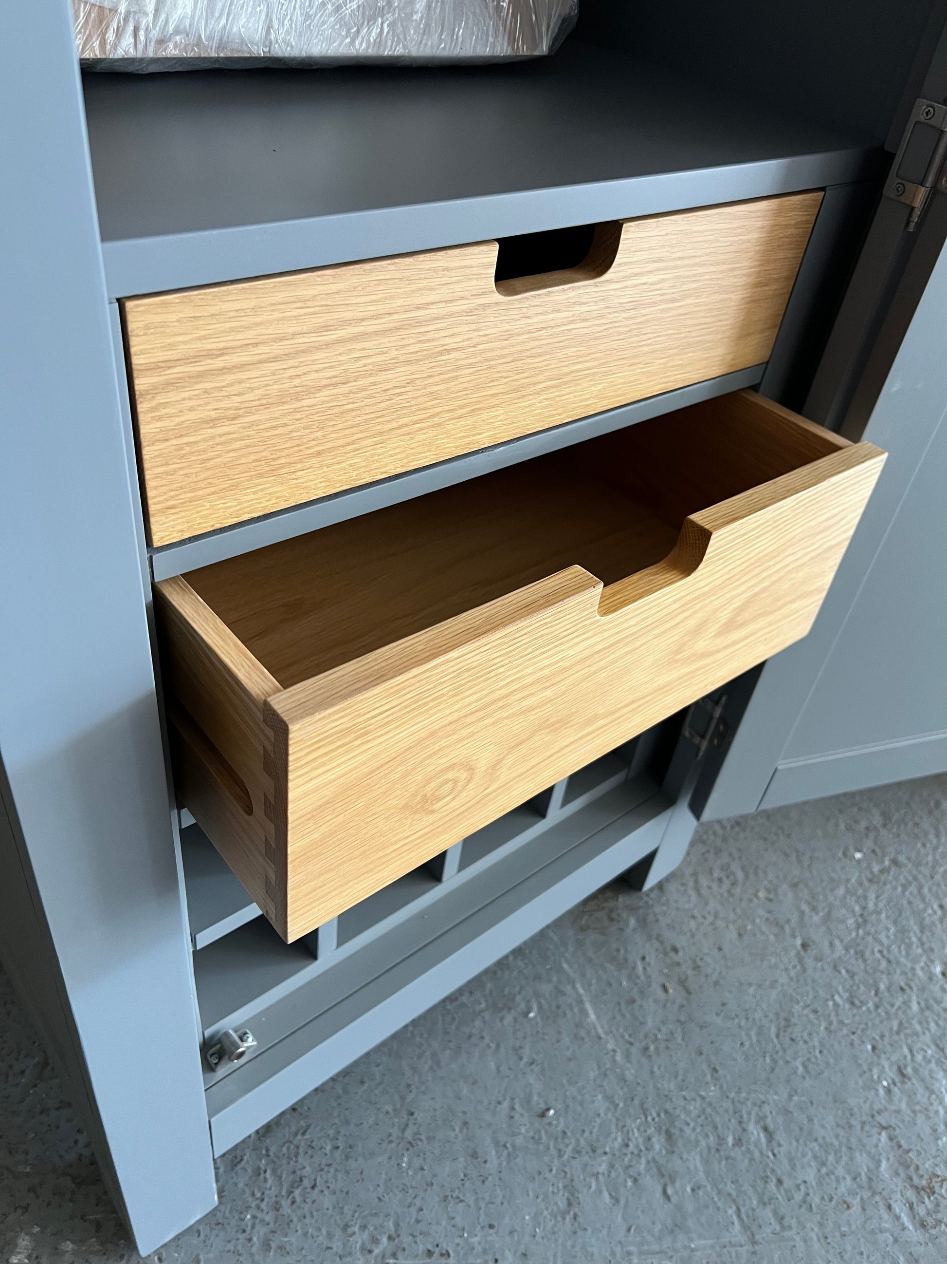 Sussex Storm Grey narrow larder Quality Furniture Clearance Ltd