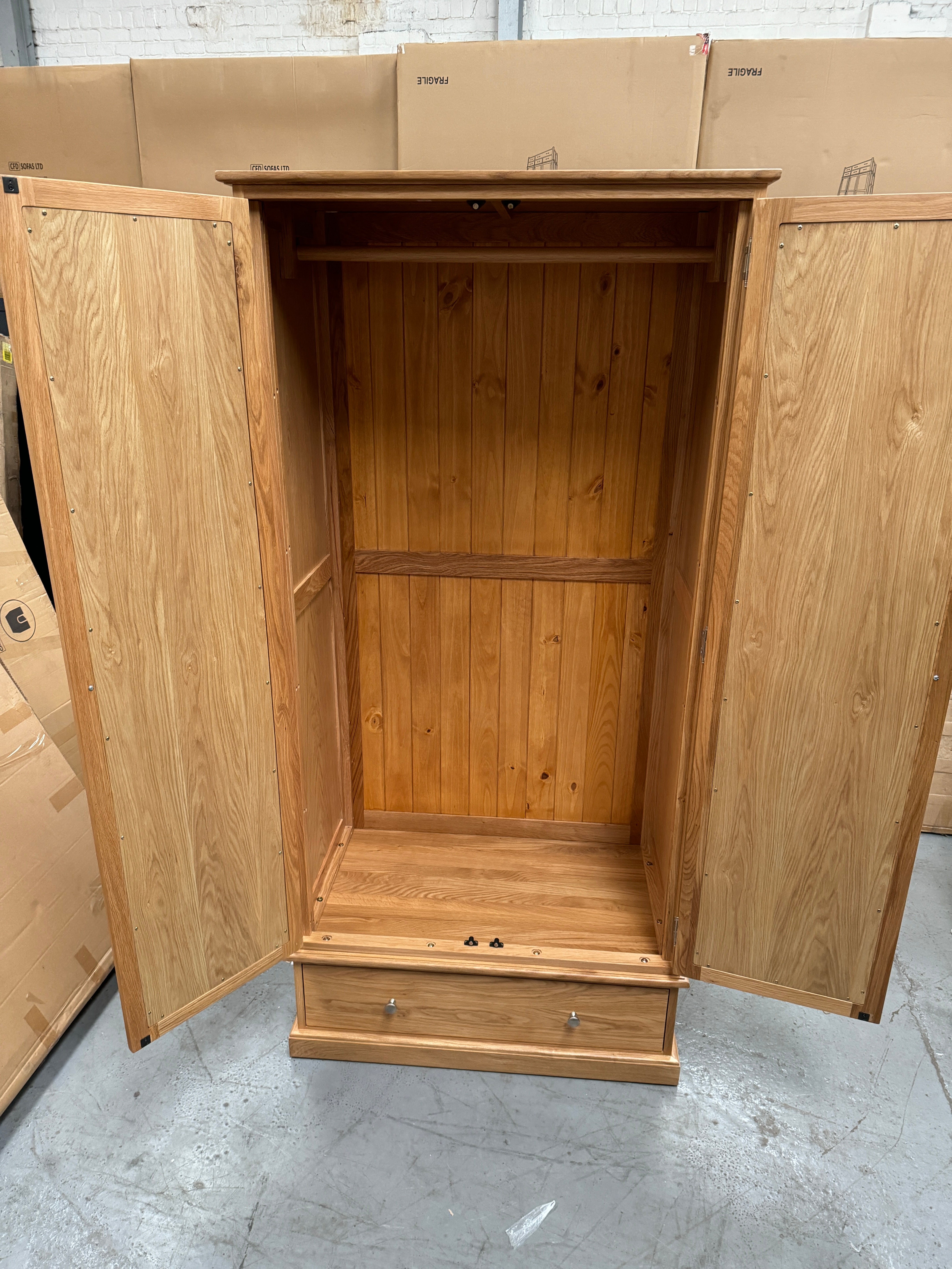 Appleby Light Oak Double Wardrobe with Mirrors Wardrobe. furniture delivered