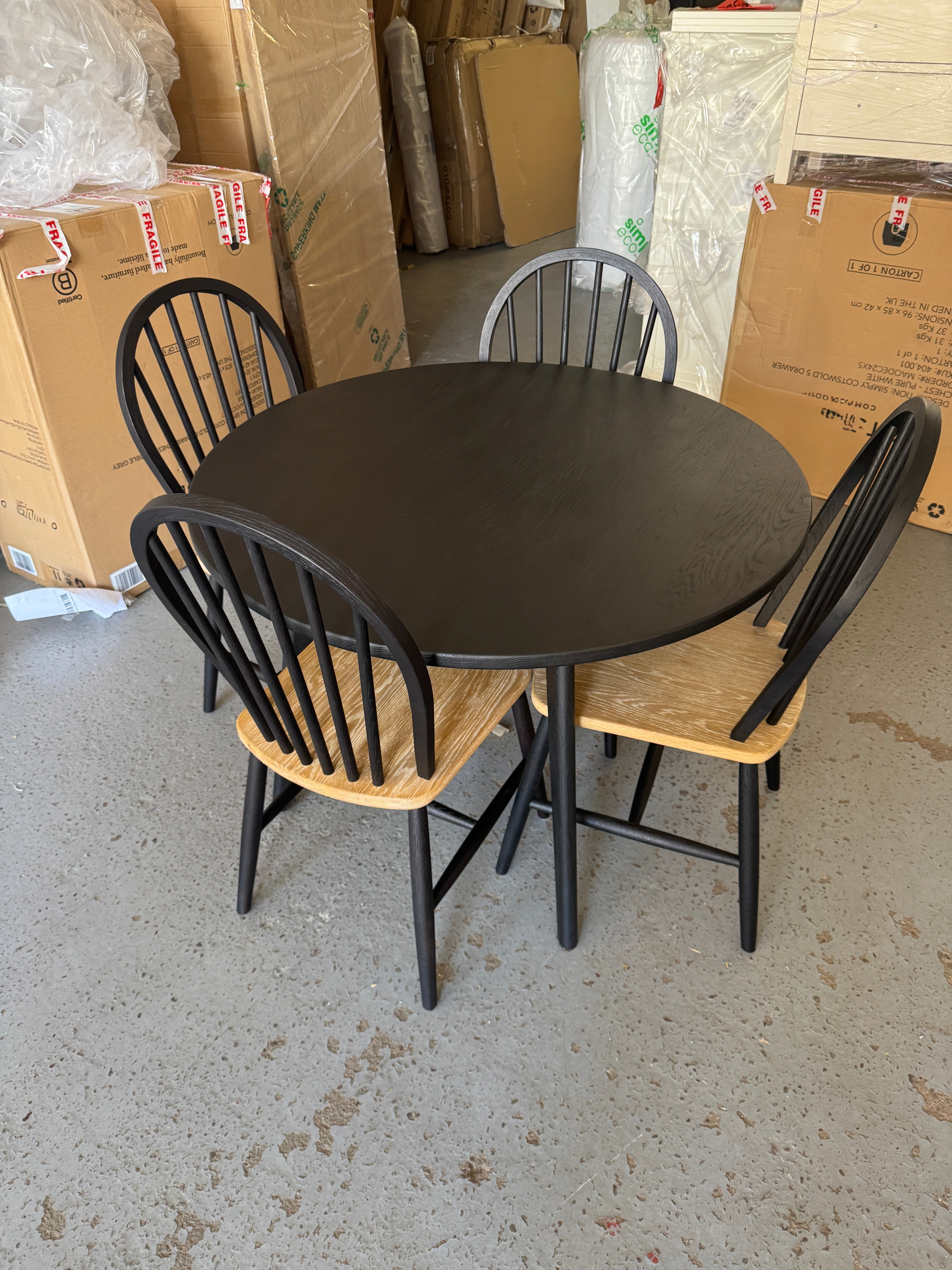 BERKELEY BLACK OAK Dining Table and 4 Chairs Quality Furniture Clearance Ltd