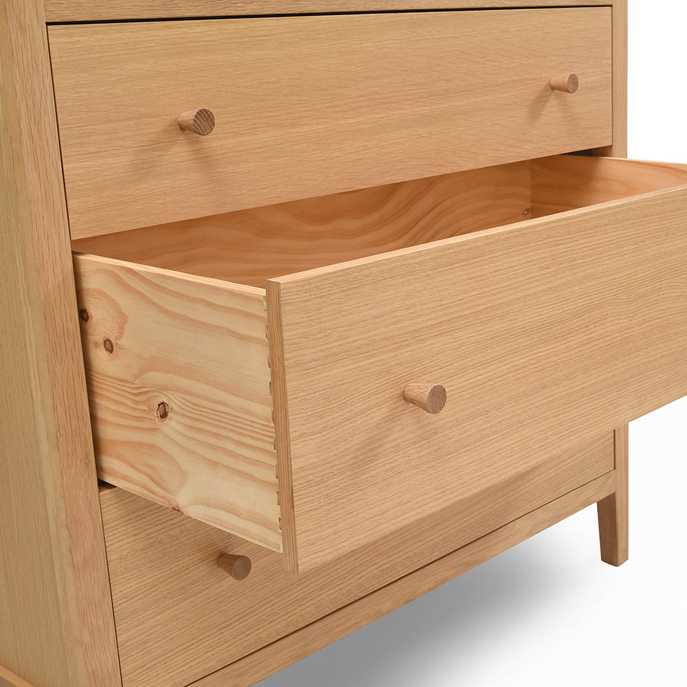 BLOCKLEY LIGHT OAK 5 Drawer Chest Quality Furniture Clearance Ltd