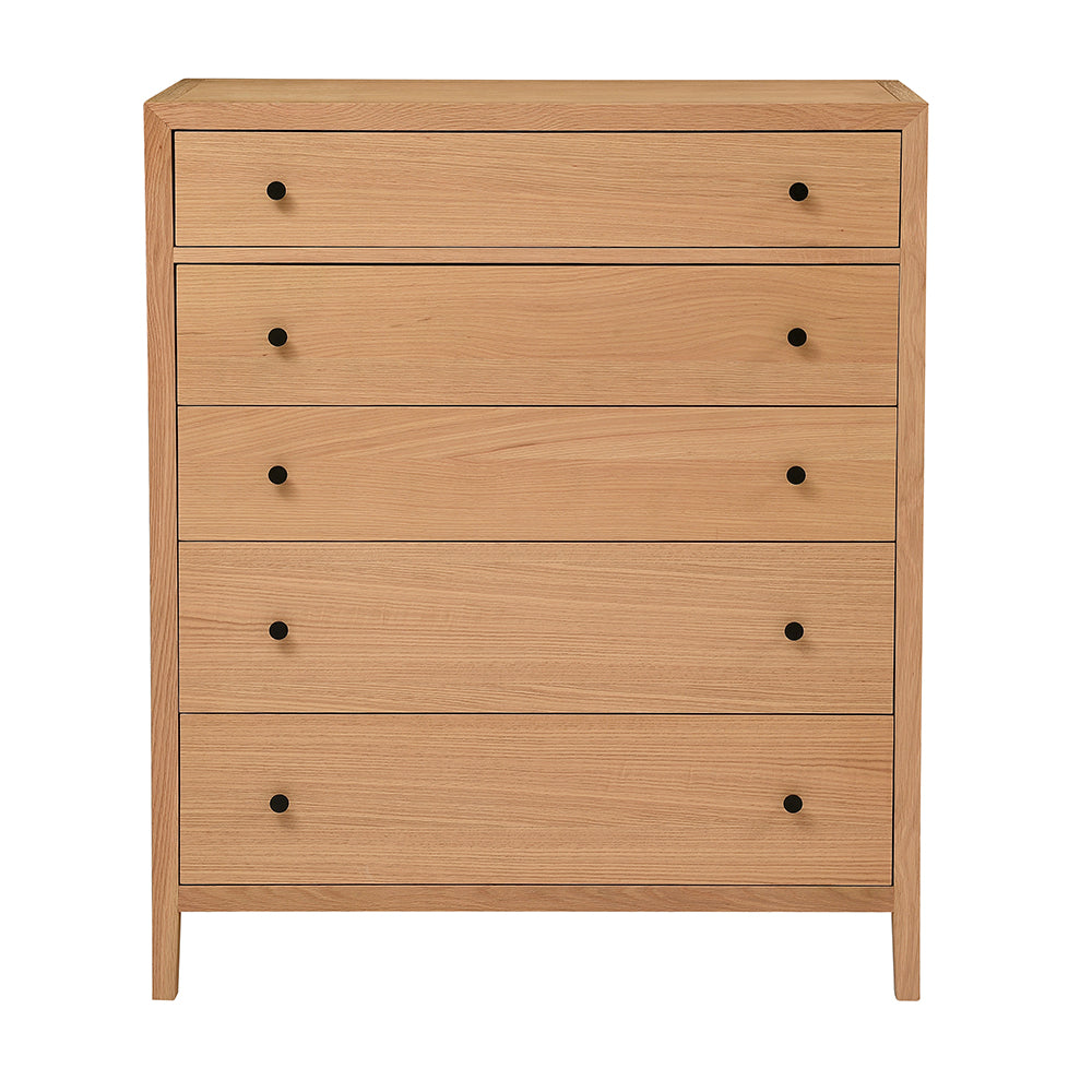 BLOCKLEY LIGHT OAK 5 Drawer Chest Quality Furniture Clearance Ltd