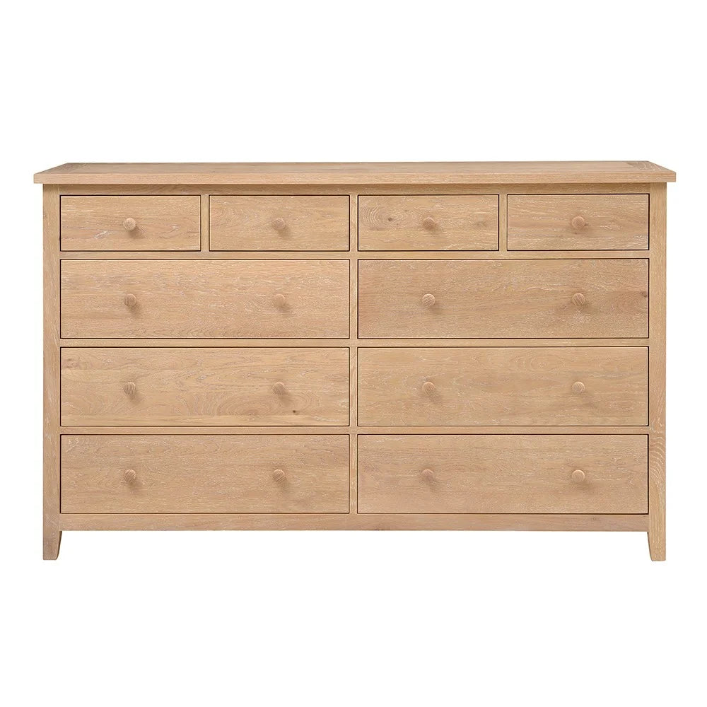 INGLESHAM WHITEWASH OAK 10 Drawer Chest Quality Furniture Clearance Ltd