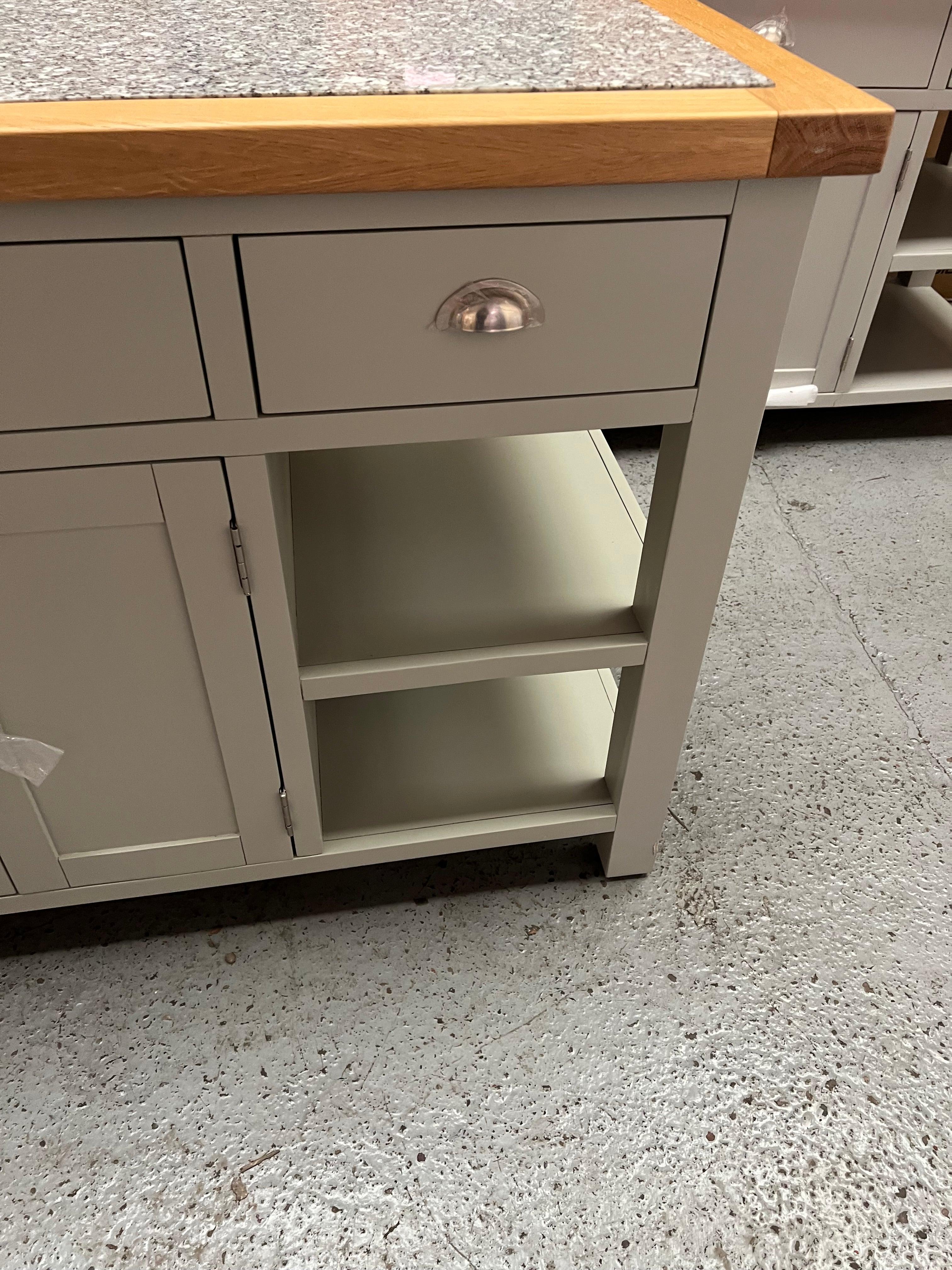 Hampshire ‘Country Life’ kitchen Island With Wine Rack - Pale Green Quality Furniture Clearance Ltd