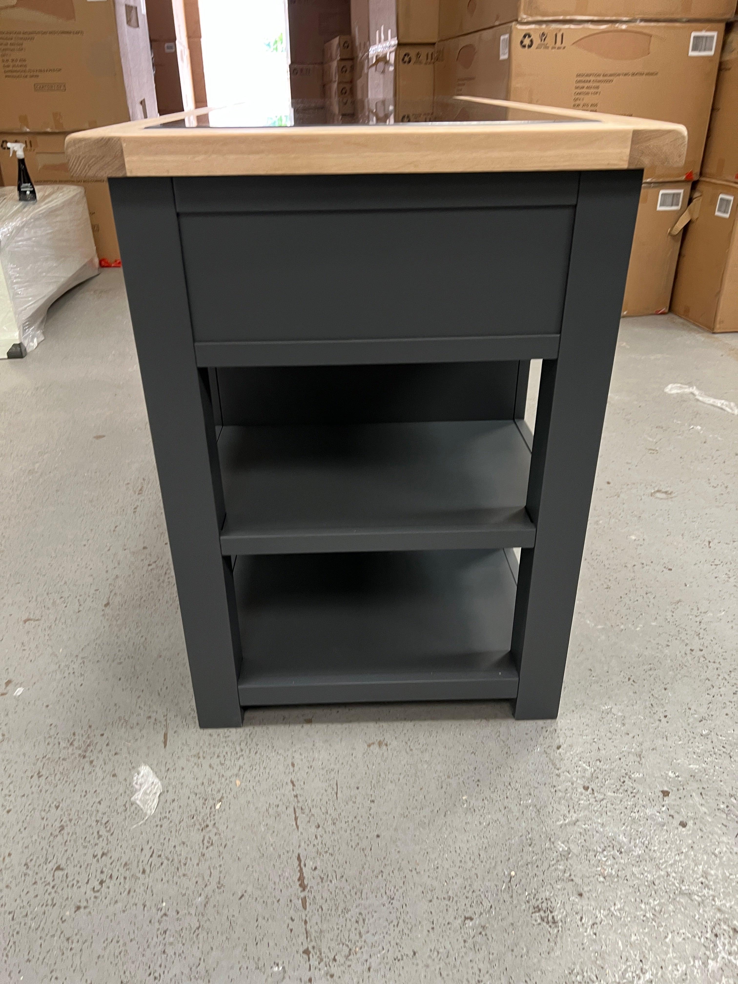 Chester Charcoal kitchen island with cupboard. Quality Furniture Clearance Ltd