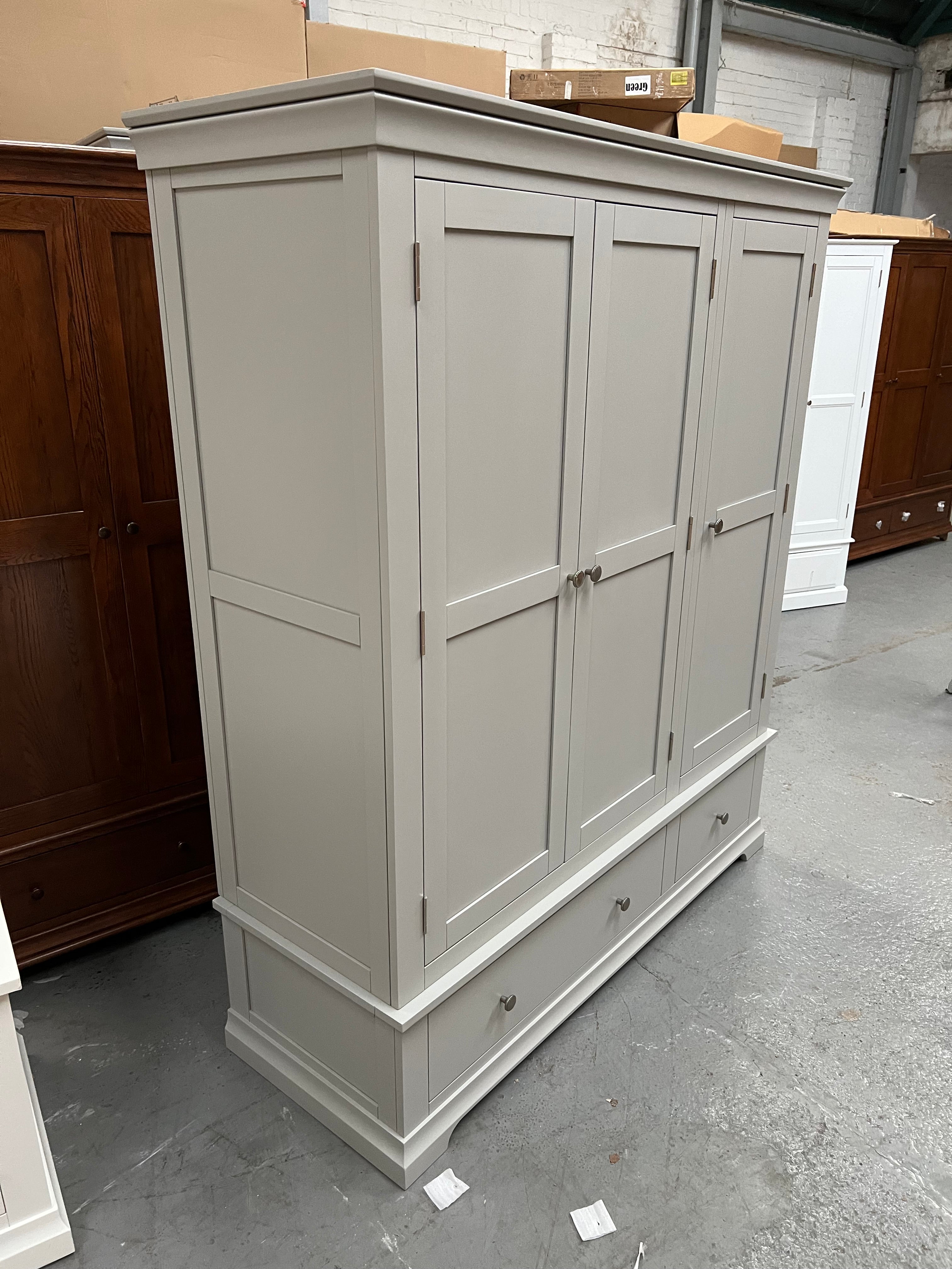 Chantilly Pebble Grey Triple Wardrobe furniture delivered