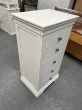 Load image into Gallery viewer, Chantilly Warm White Tall 5 Drawer Chest Quality Furniture Clearance Ltd
