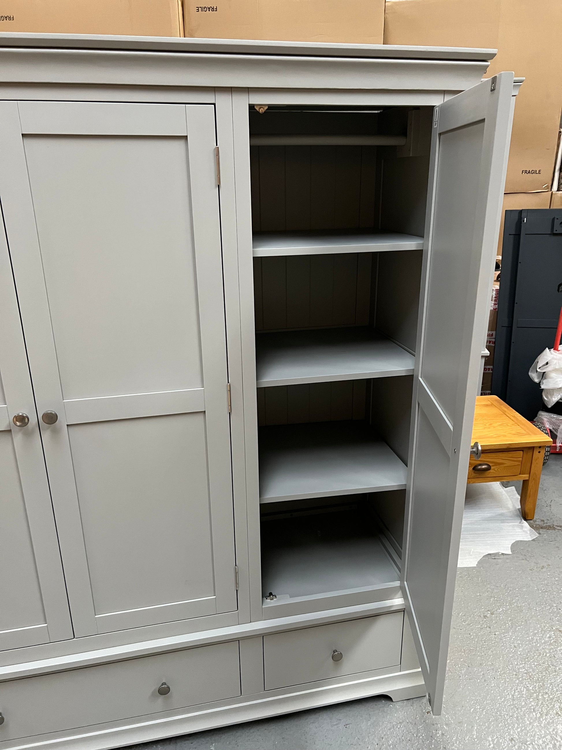 Chantilly Pebble Grey Triple Wardrobe furniture delivered