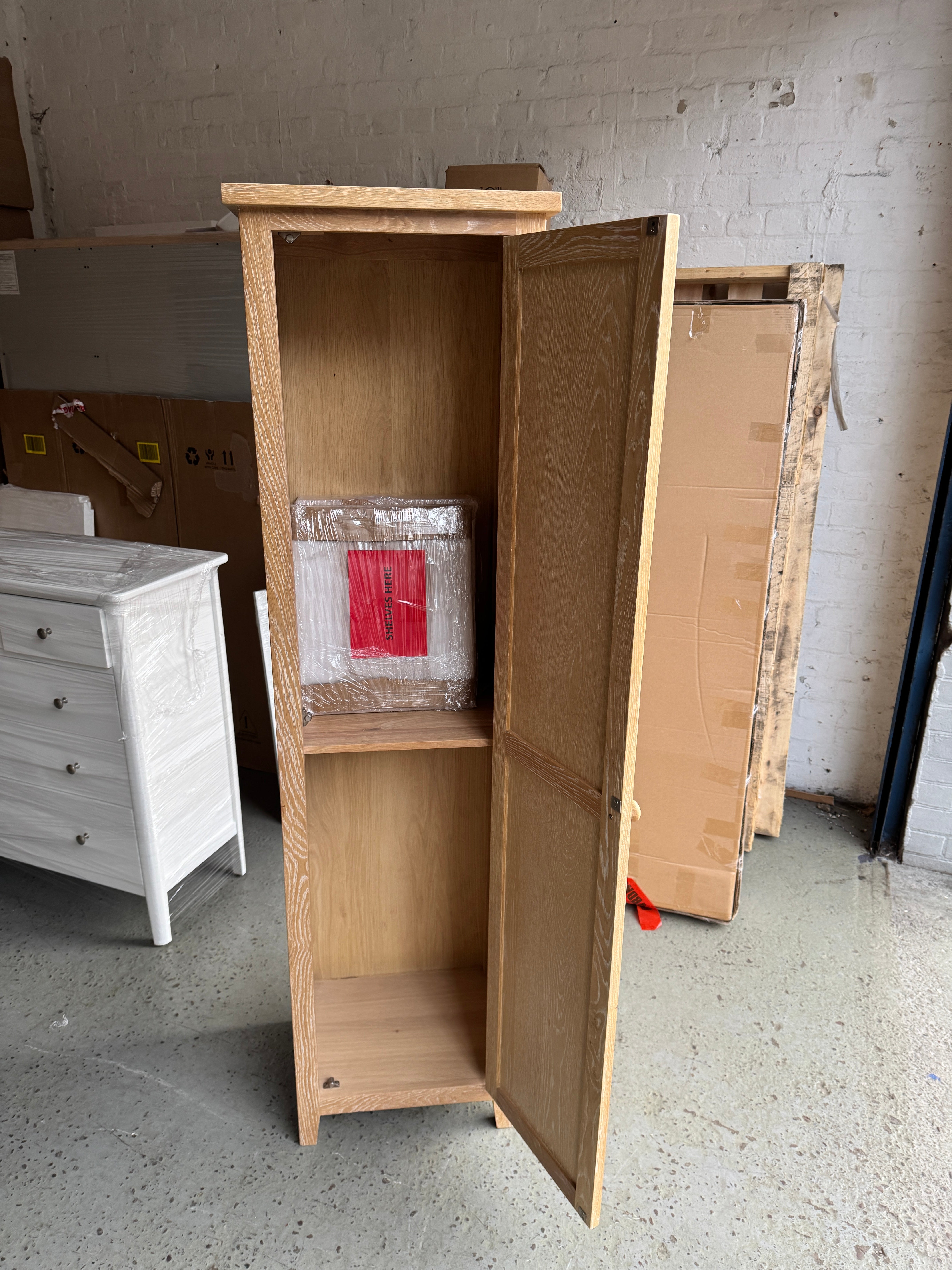 INGLESHAM WHITEWASH OAK Tall Shoe Cupboard Quality Furniture Clearance Ltd