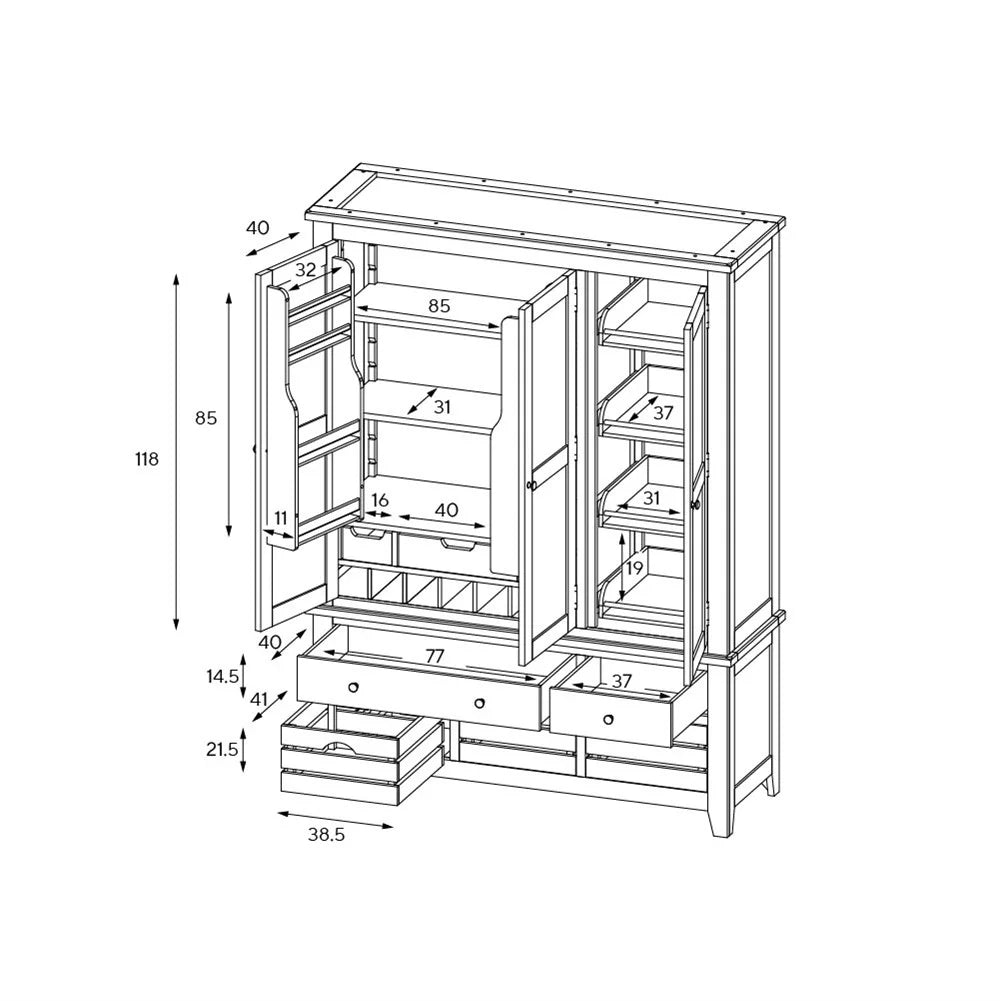 Chester Dove Grey Triple Larder Quality Furniture Clearance Ltd