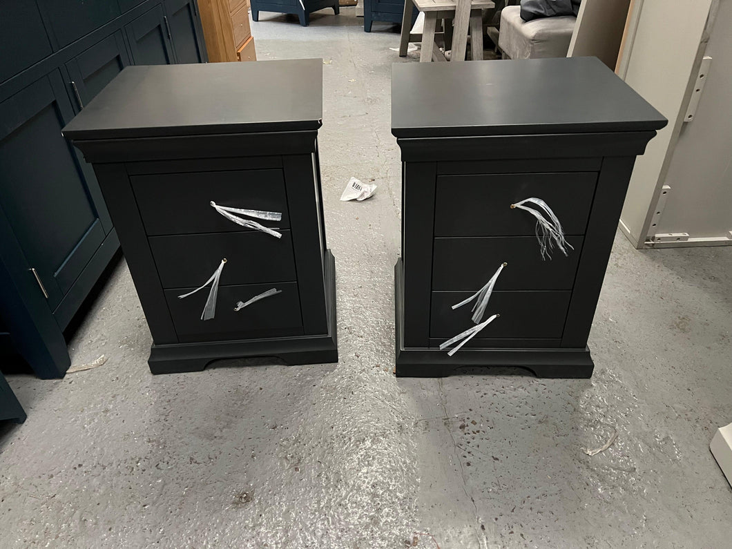 CHANTILLY DUSKY BLACK Set of 2 Bedside Tables Quality Furniture Clearance Ltd