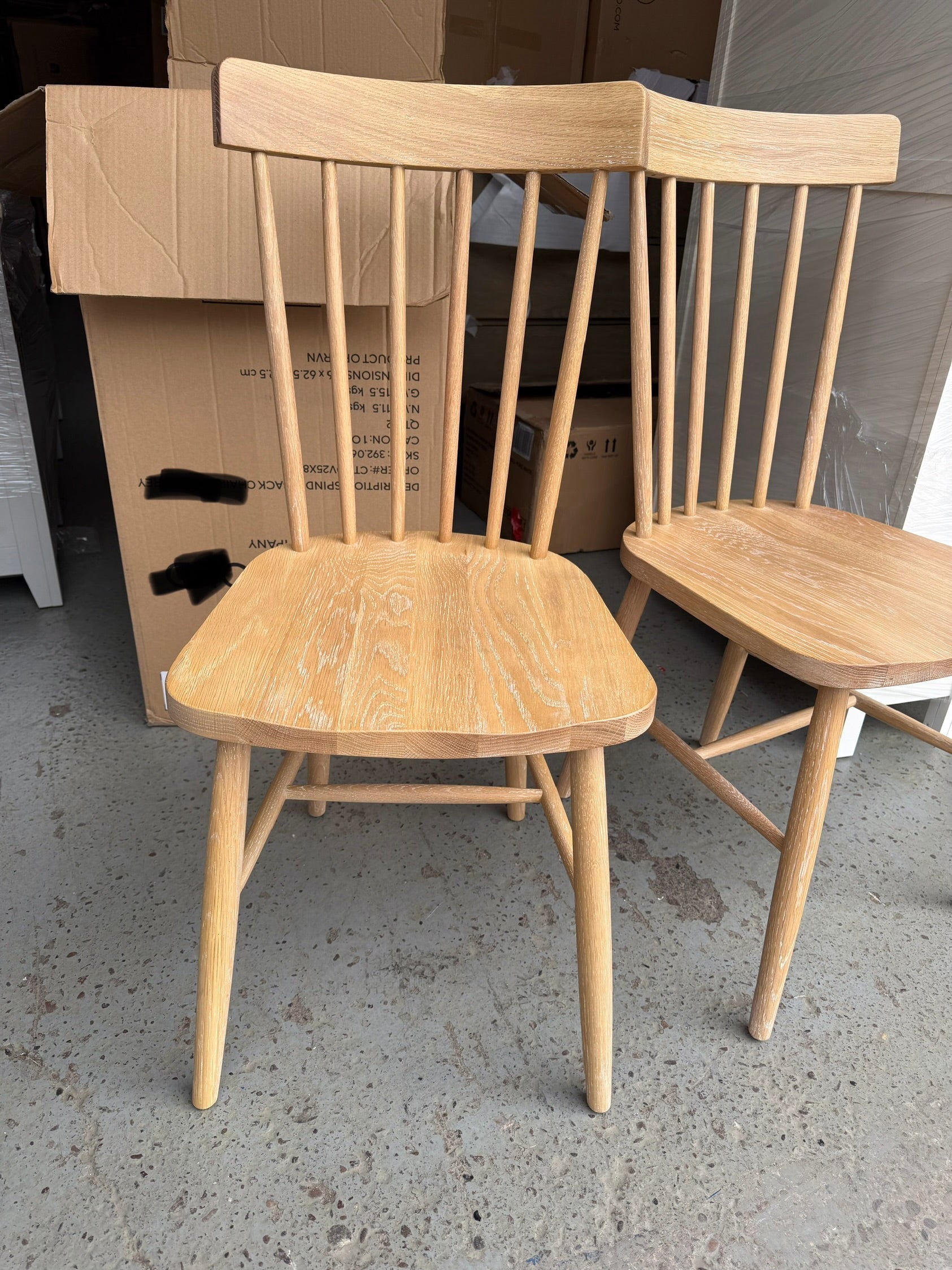 INGLESHAM WHITEWASH OAK Spindleback Chair (Set of two) Quality Furniture Clearance Ltd