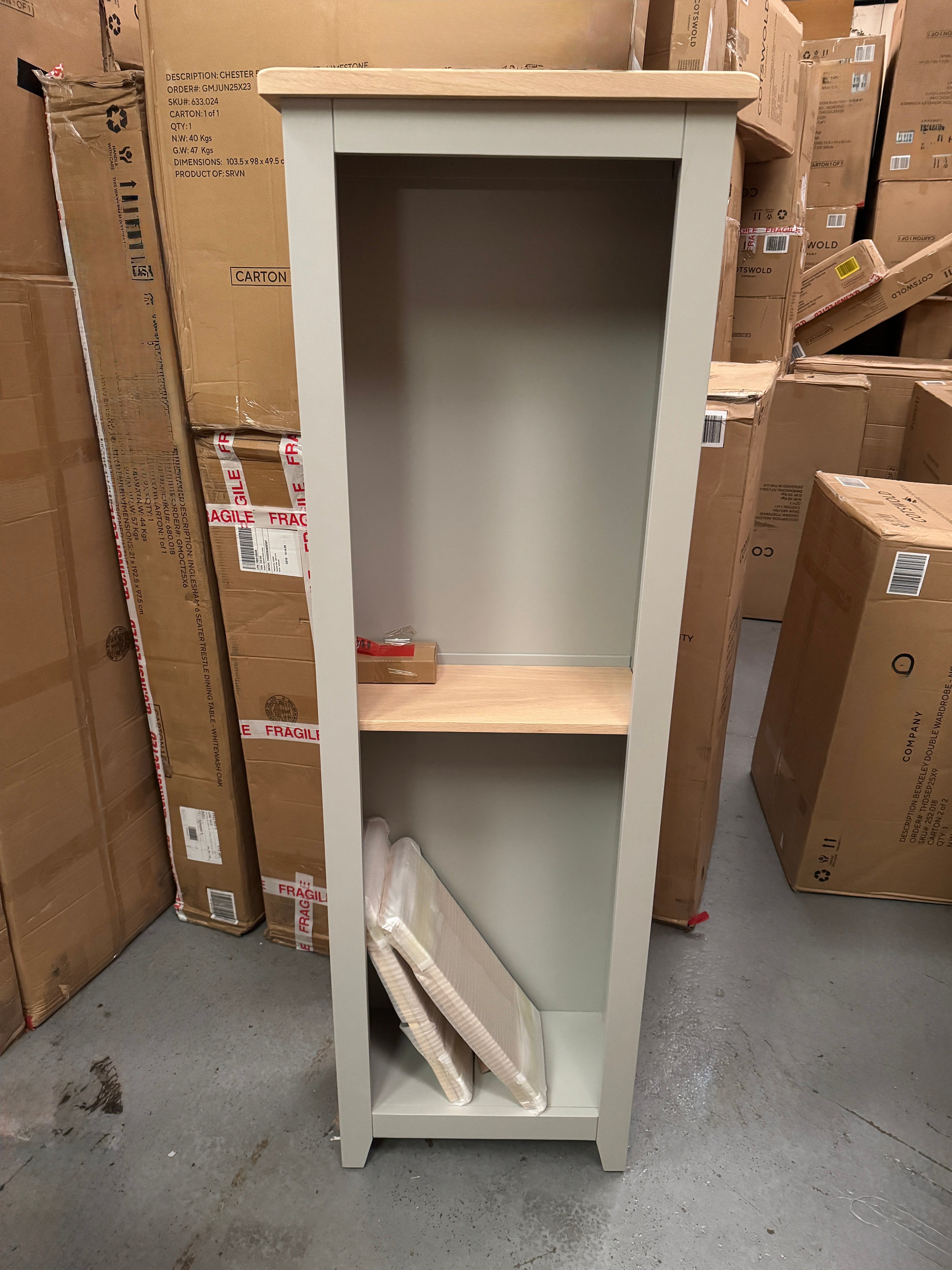 Chester Dove Grey Tall Slim Bookcase Quality Furniture Clearance Ltd