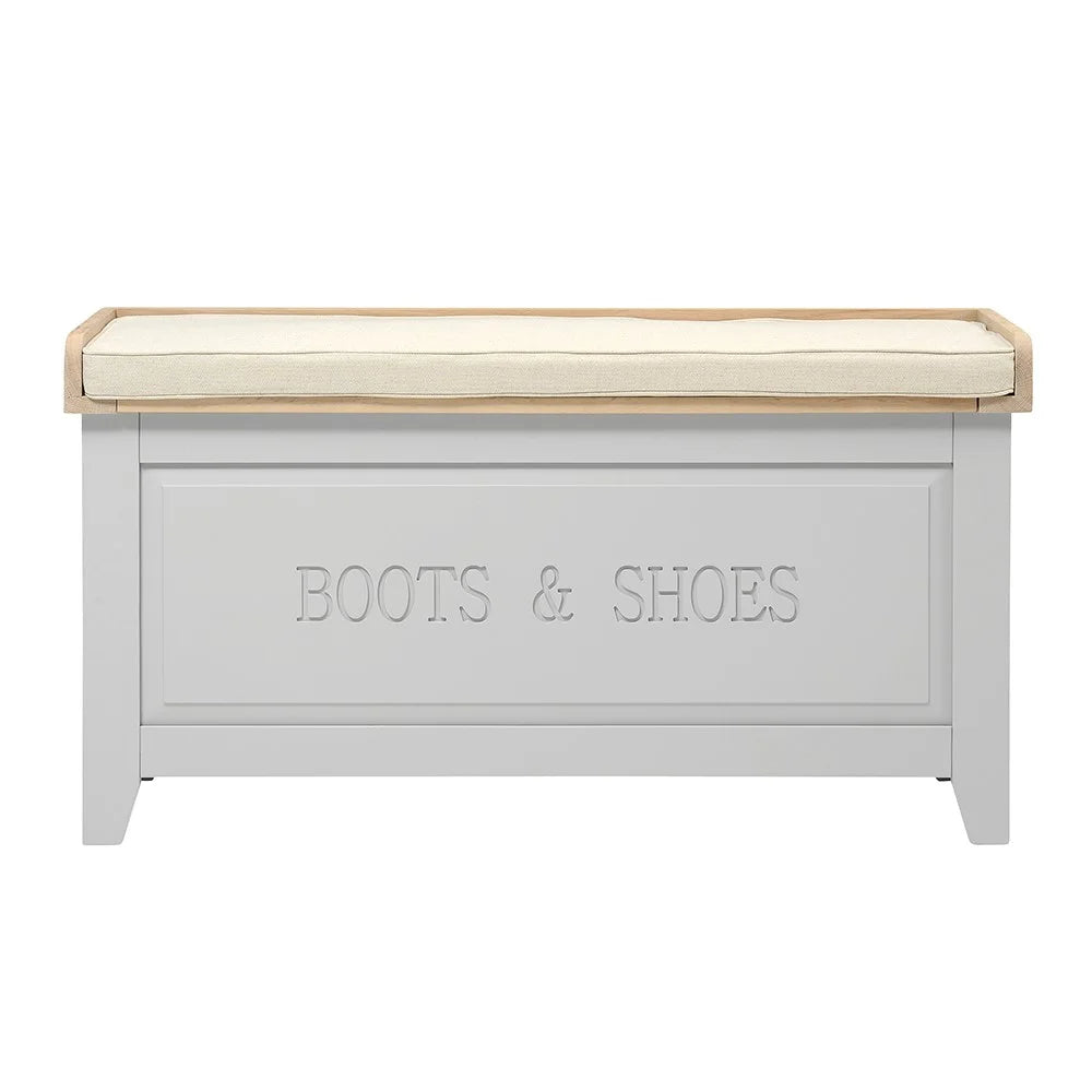 Chester Dove Grey Large Shoe Storage Trunk and Bench furniture delivered