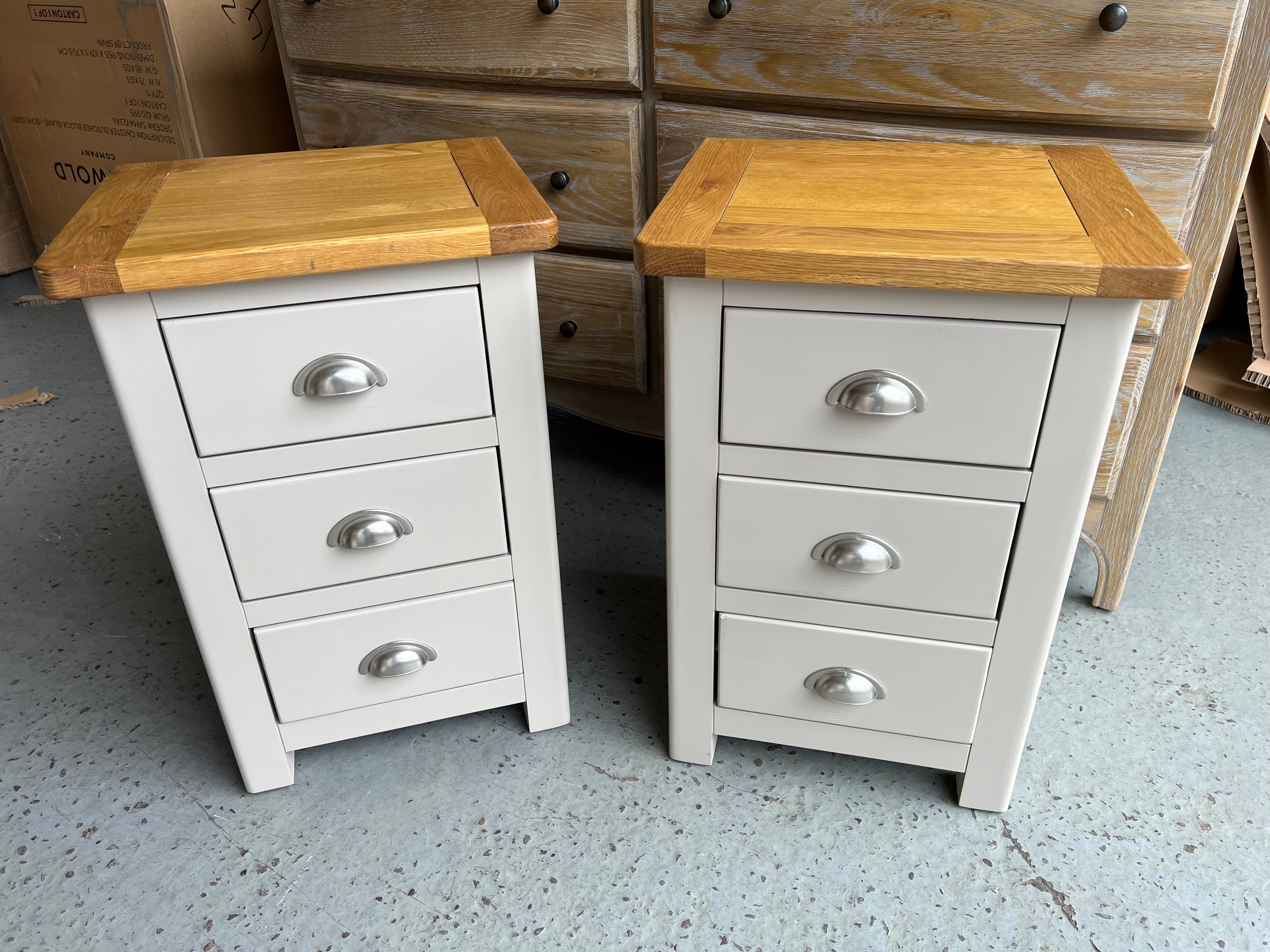 Lundy Stone 3 Drawer Bedside Chest Set Of 2 Quality Furniture Clearance Ltd