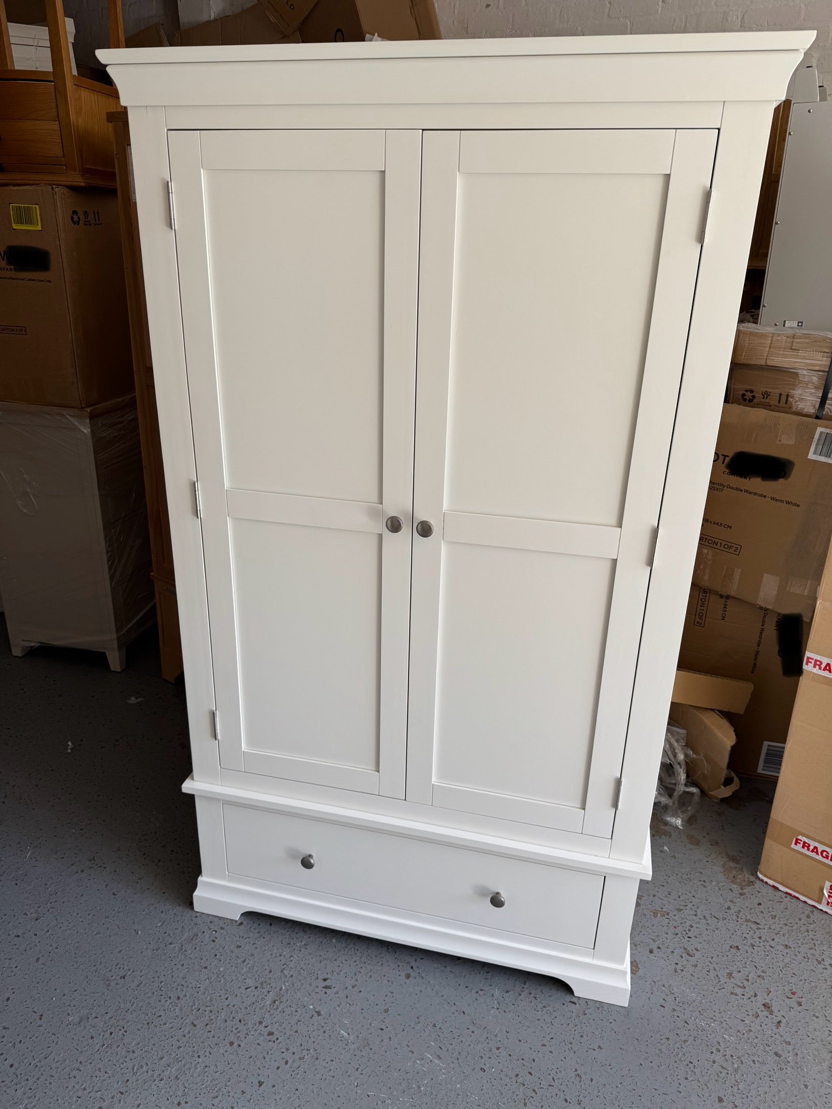 Chantilly warm white double wardrobe. furniture delivered