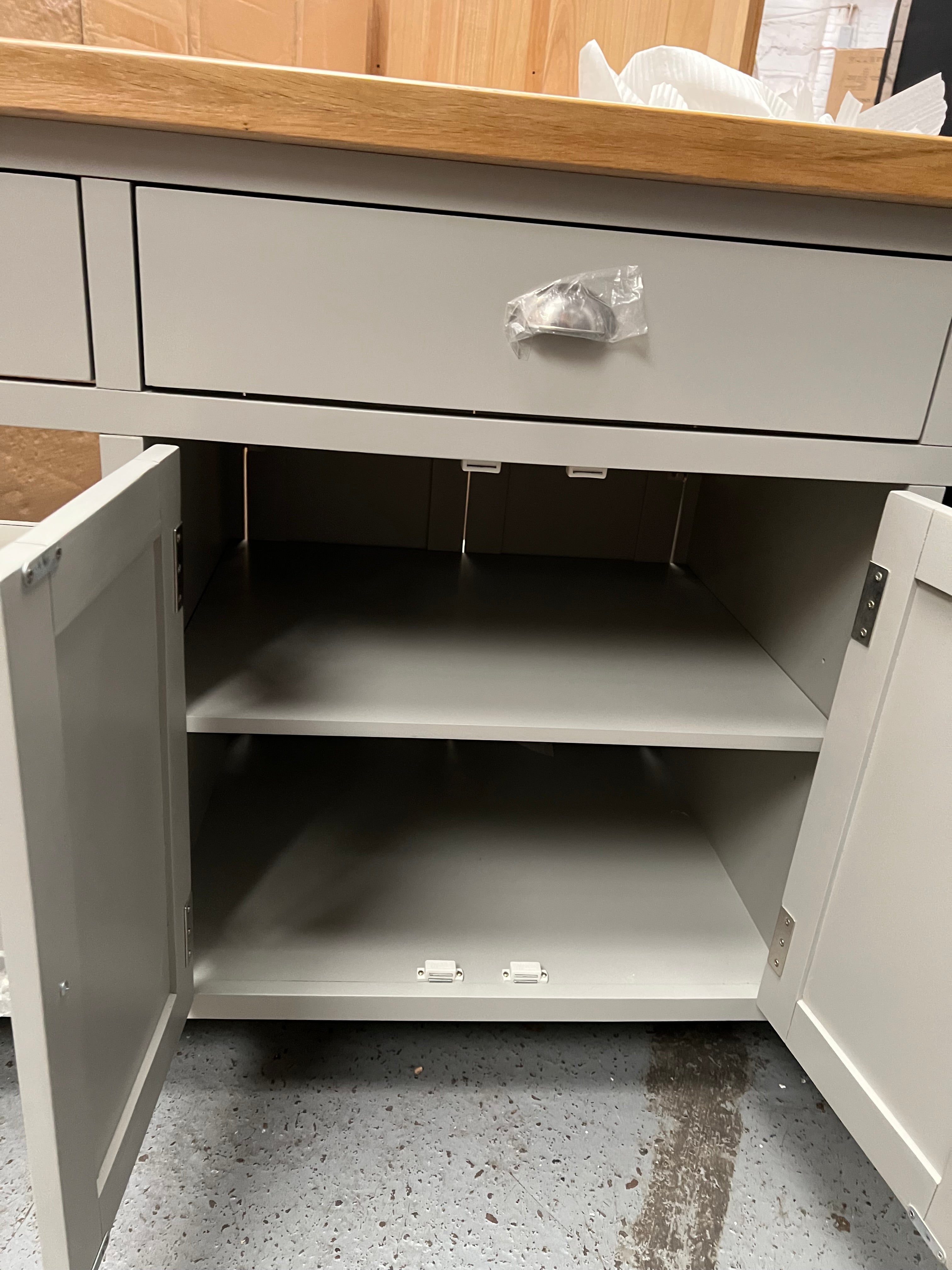 Hampshire ‘Country Life’ kitchen Island With Wine Rack - Grey Quality Furniture Clearance Ltd