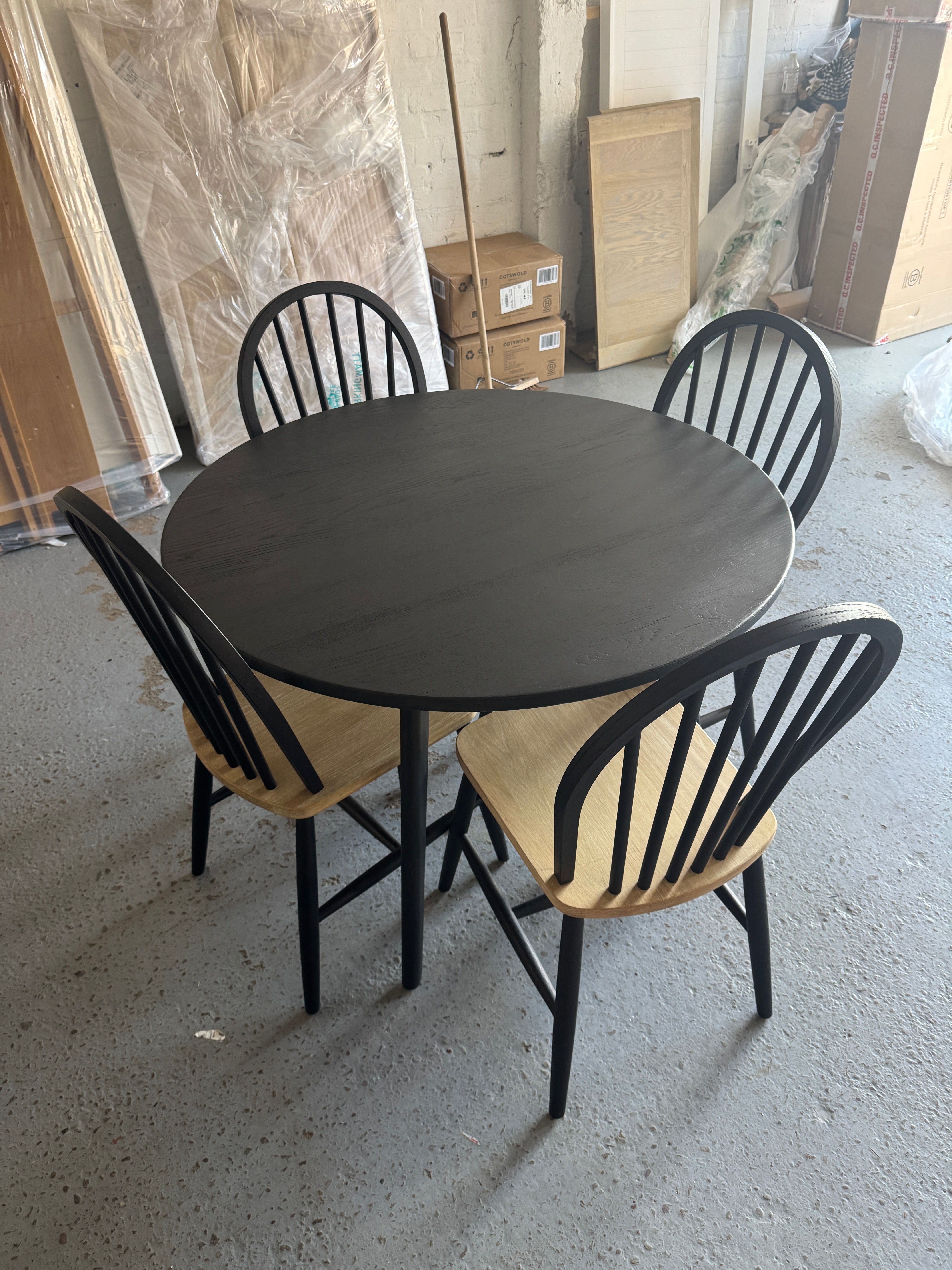 BERKELEY BLACK OAK Dining Table and 4 Chairs Quality Furniture Clearance Ltd