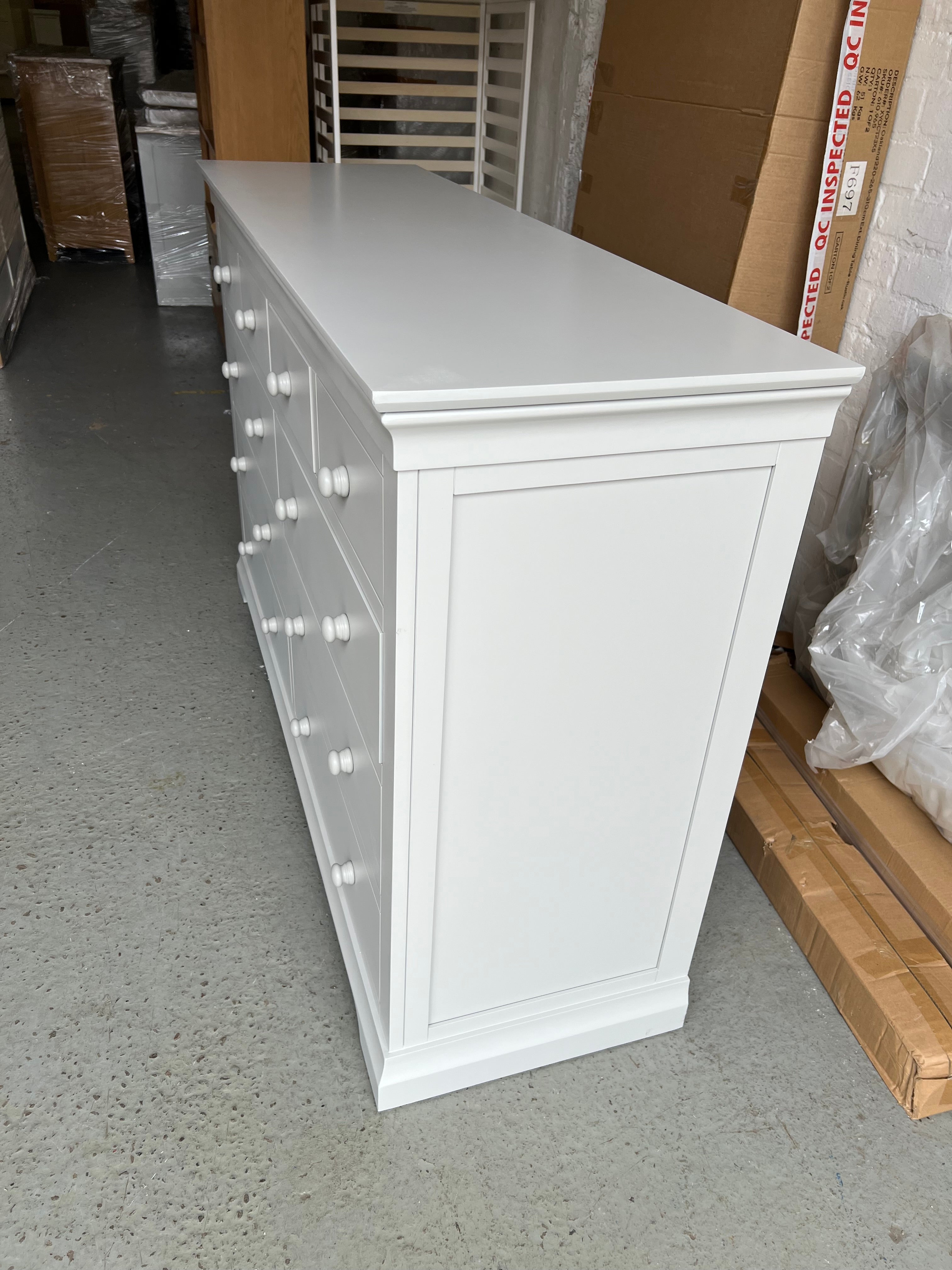 Chantilly Pebble Grey 10 Drawer Chest Quality Furniture Clearance Ltd