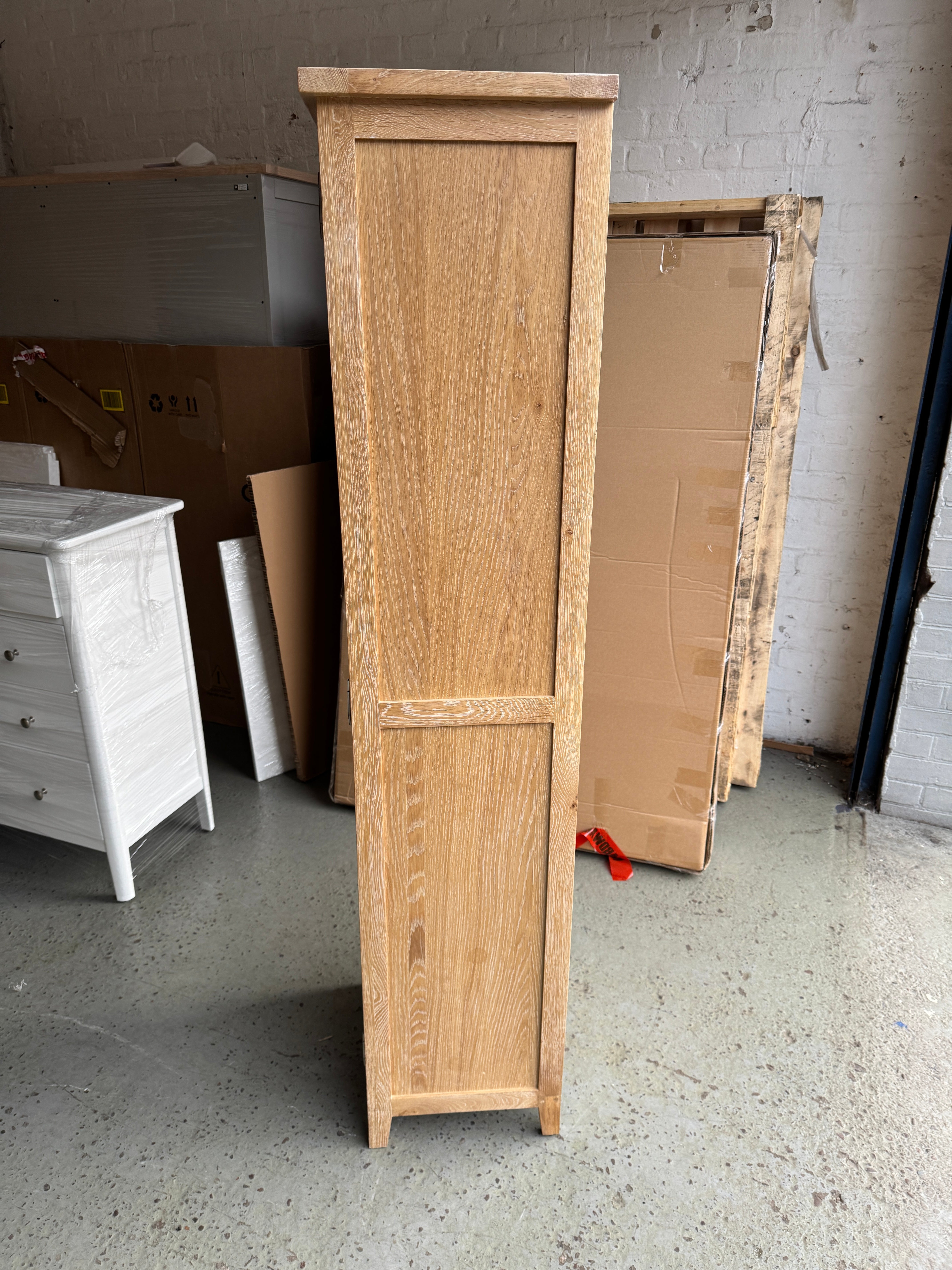 INGLESHAM WHITEWASH OAK Tall Shoe Cupboard Quality Furniture Clearance Ltd