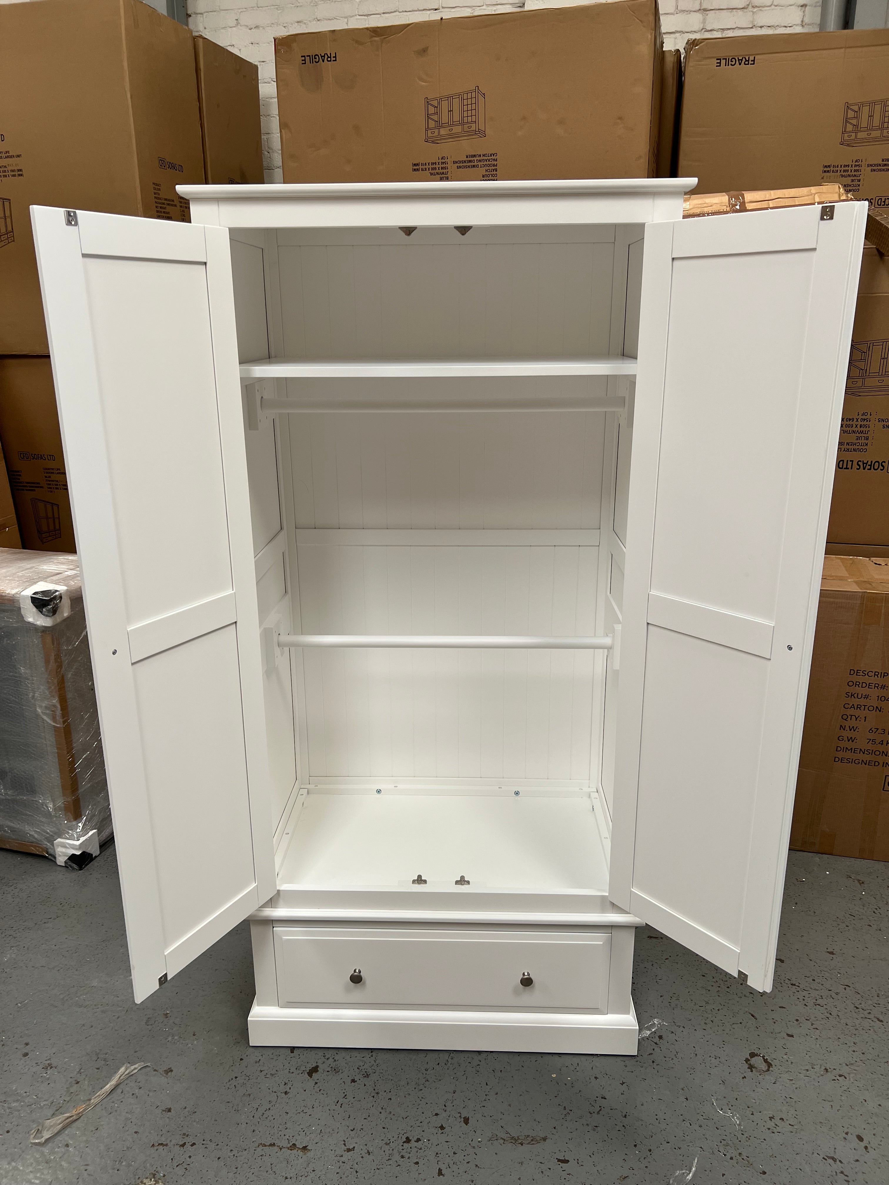 Pensham Pure White Narrow Double Wardrobe furniture delivered