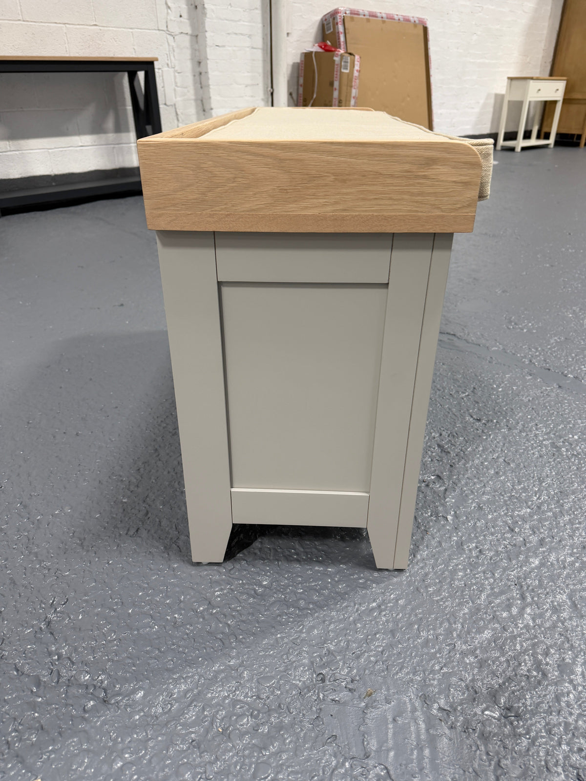 Chester Dove Grey Large Shoe Storage Trunk and Bench furniture delivered