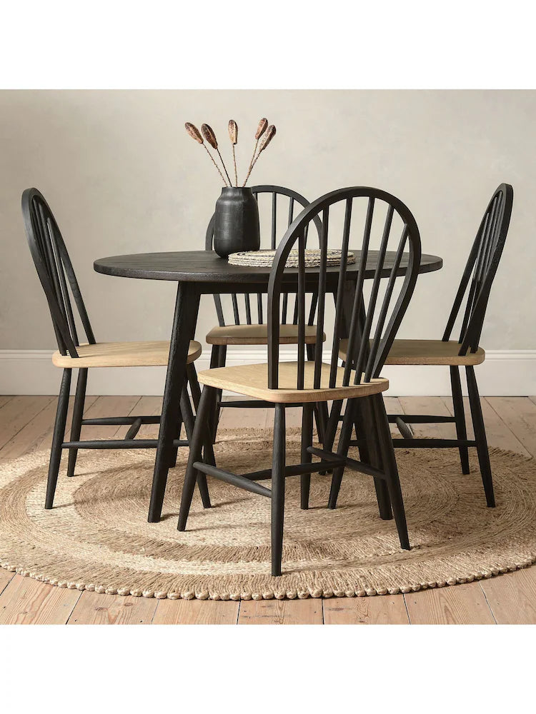 BERKELEY BLACK OAK Dining Table and 4 Chairs Quality Furniture Clearance Ltd