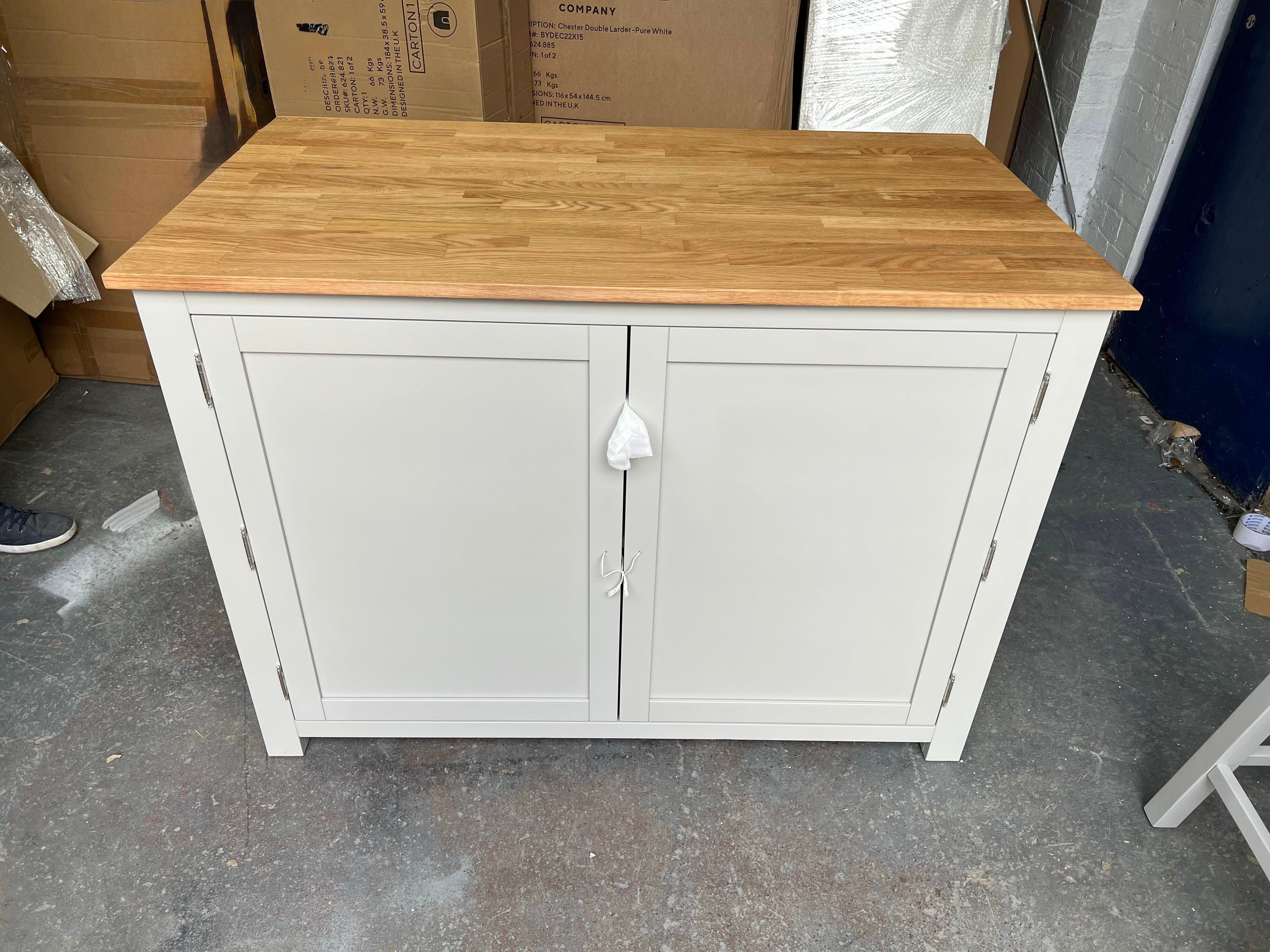 Portobello Grey Breakfast Bar Island with Stools. furniture delivered