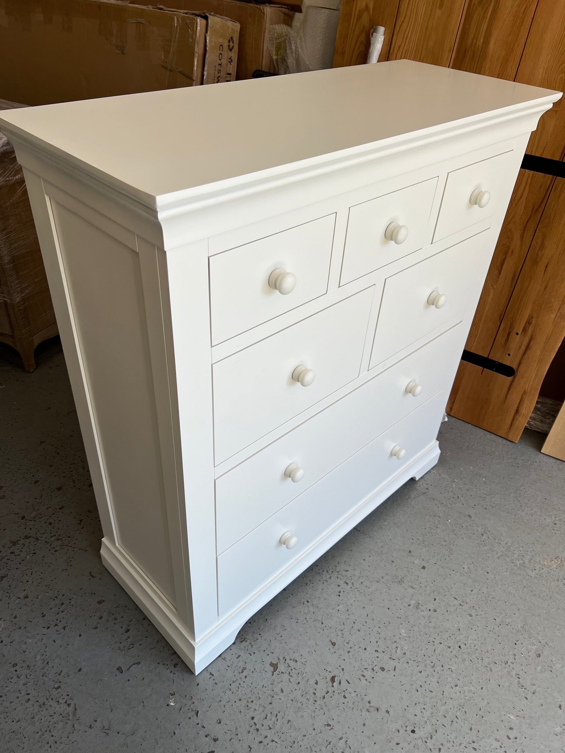 Chantilly Warm White 7 Drawer Chest Quality Furniture Clearance Ltd