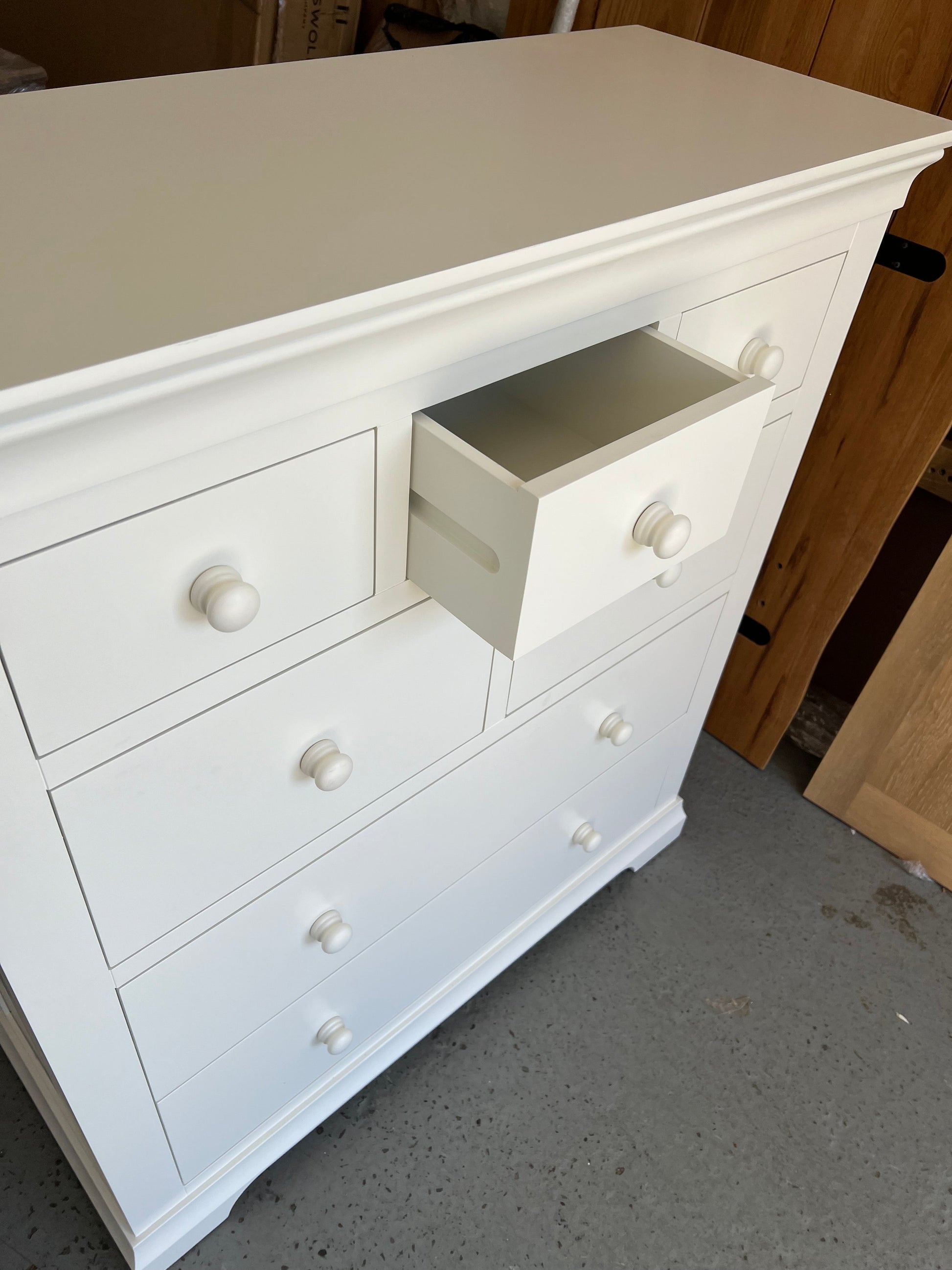 Chantilly Warm White 7 Drawer Chest Quality Furniture Clearance Ltd