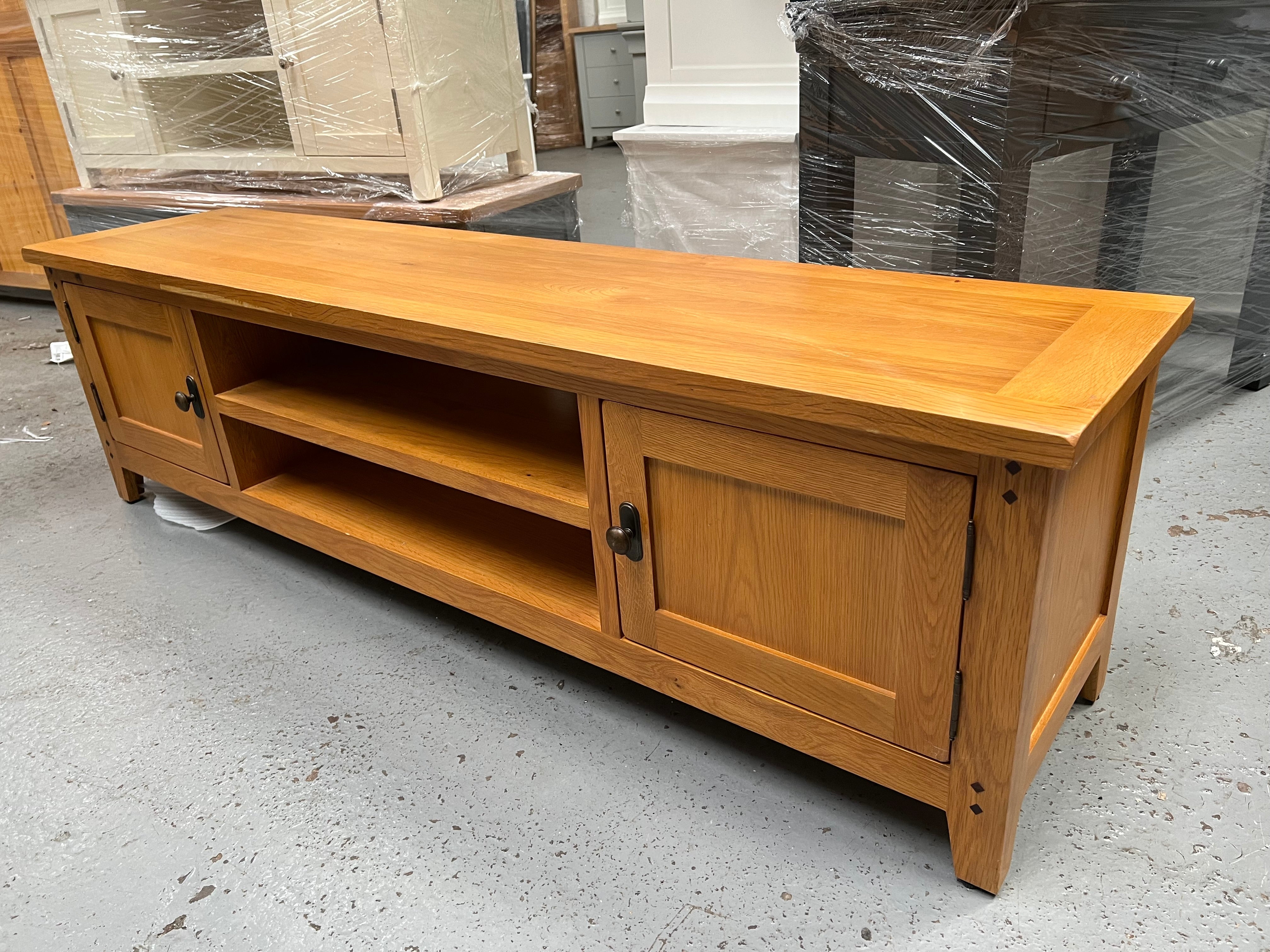 Oakland Rustic Oak Extra Large TV Stand up to 75" Quality Furniture Clearance Ltd