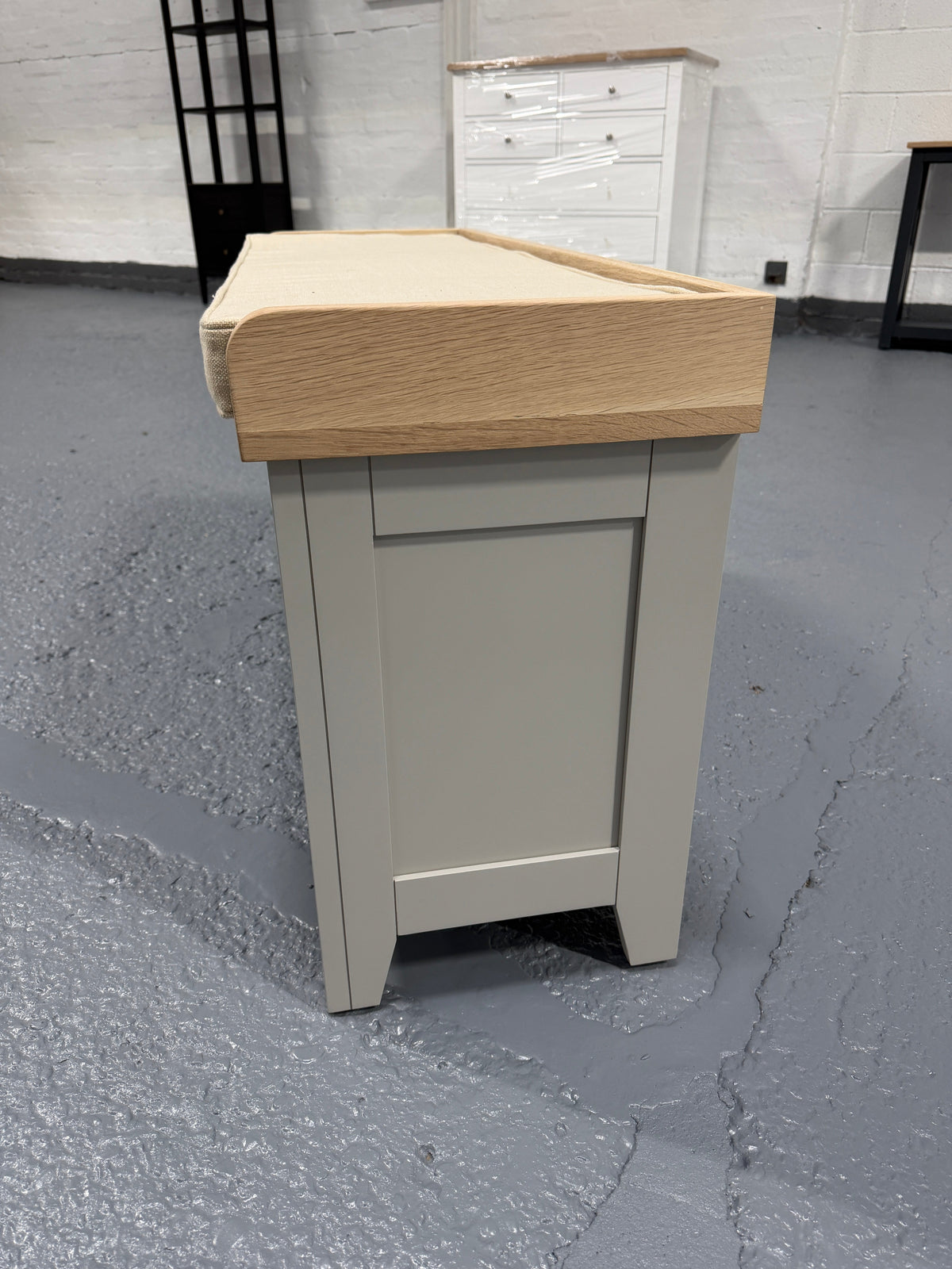 Chester Dove Grey Large Shoe Storage Trunk and Bench furniture delivered