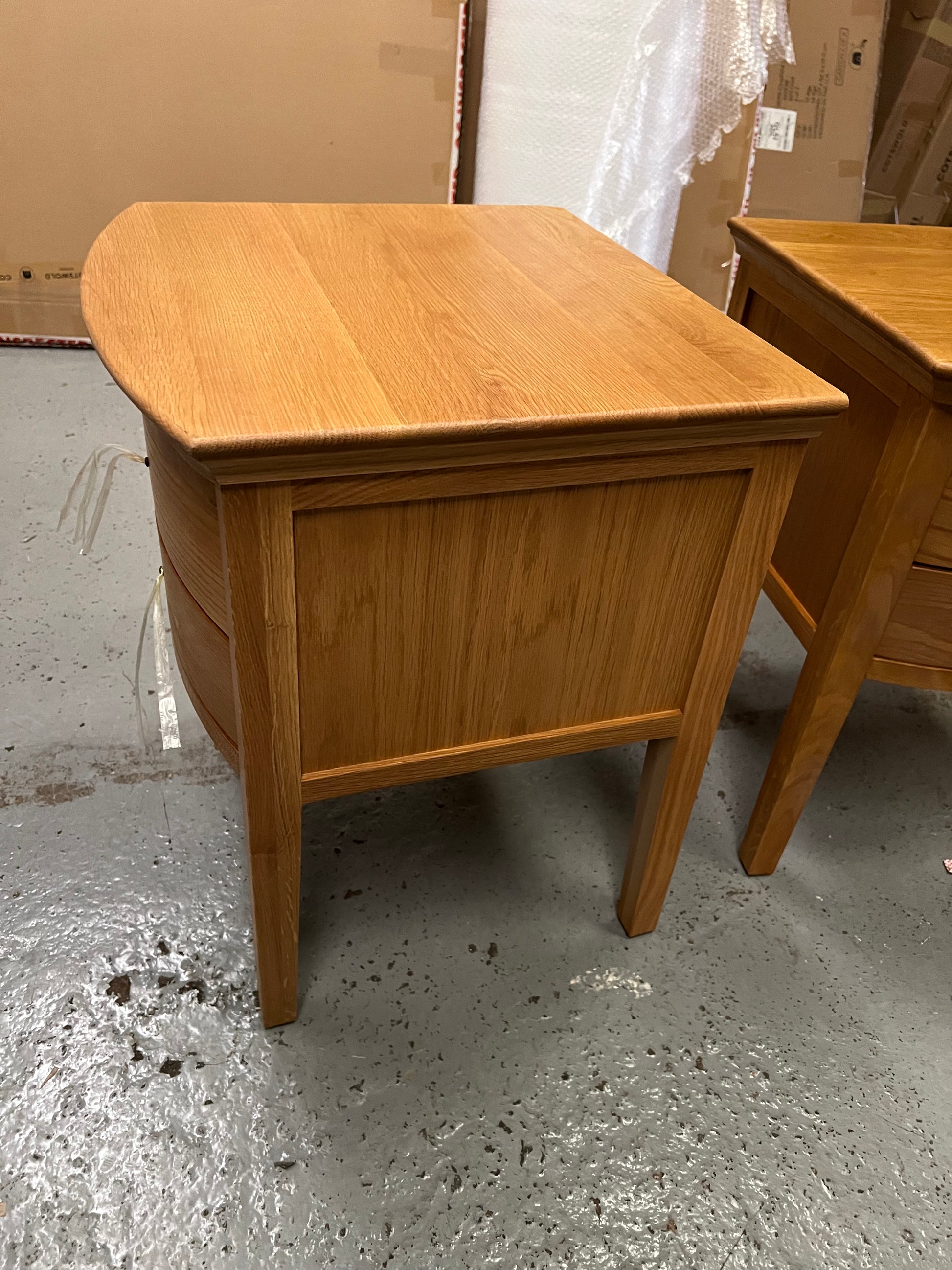Set of 2 Winchcombe Oiled Oak 2 Drawer Bedside Table - Quality Furniture Clearance Ltd