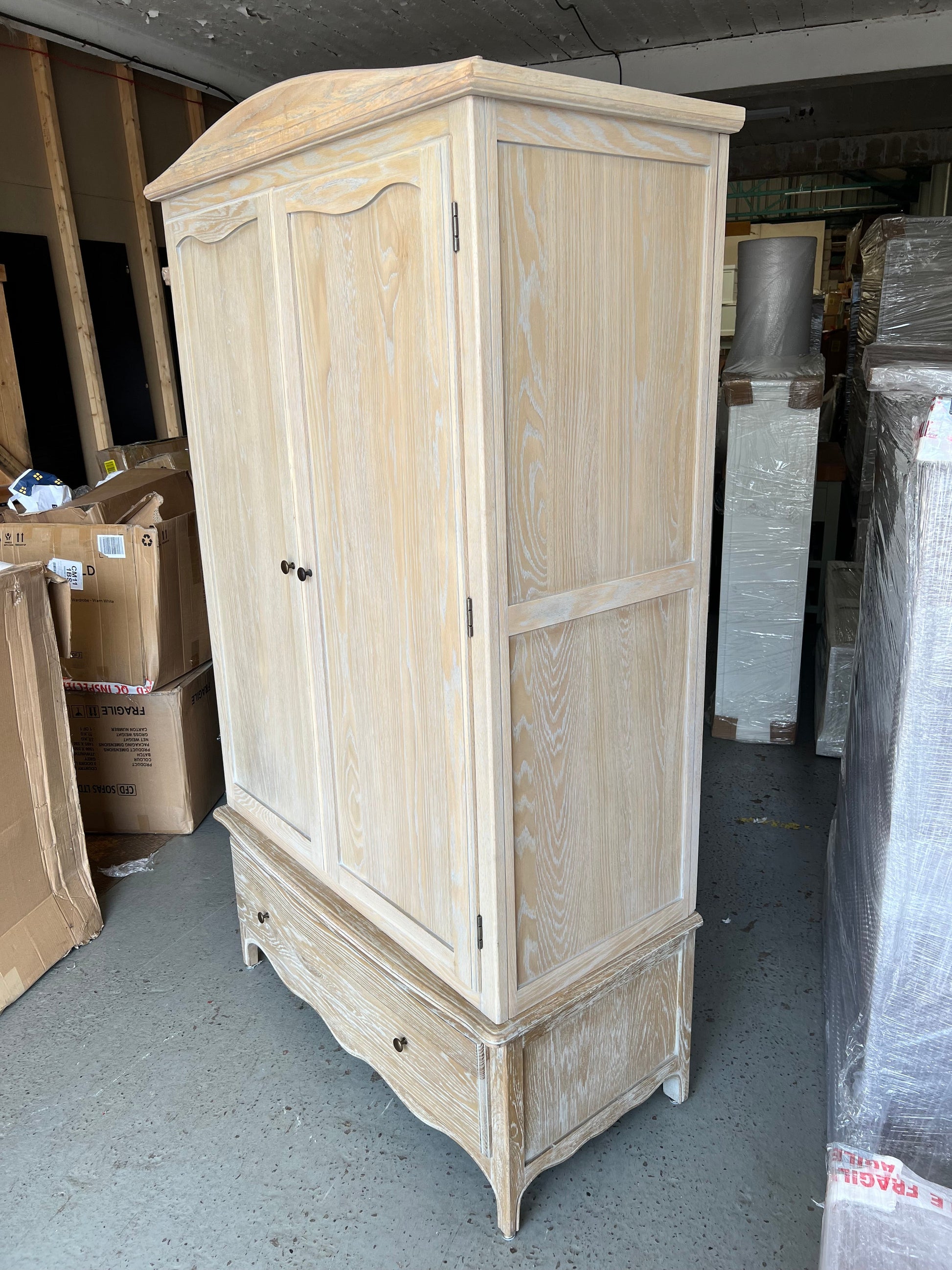 CAMILLE LIMEWASH OAK Double Wardrobe Quality Furniture Clearance Ltd