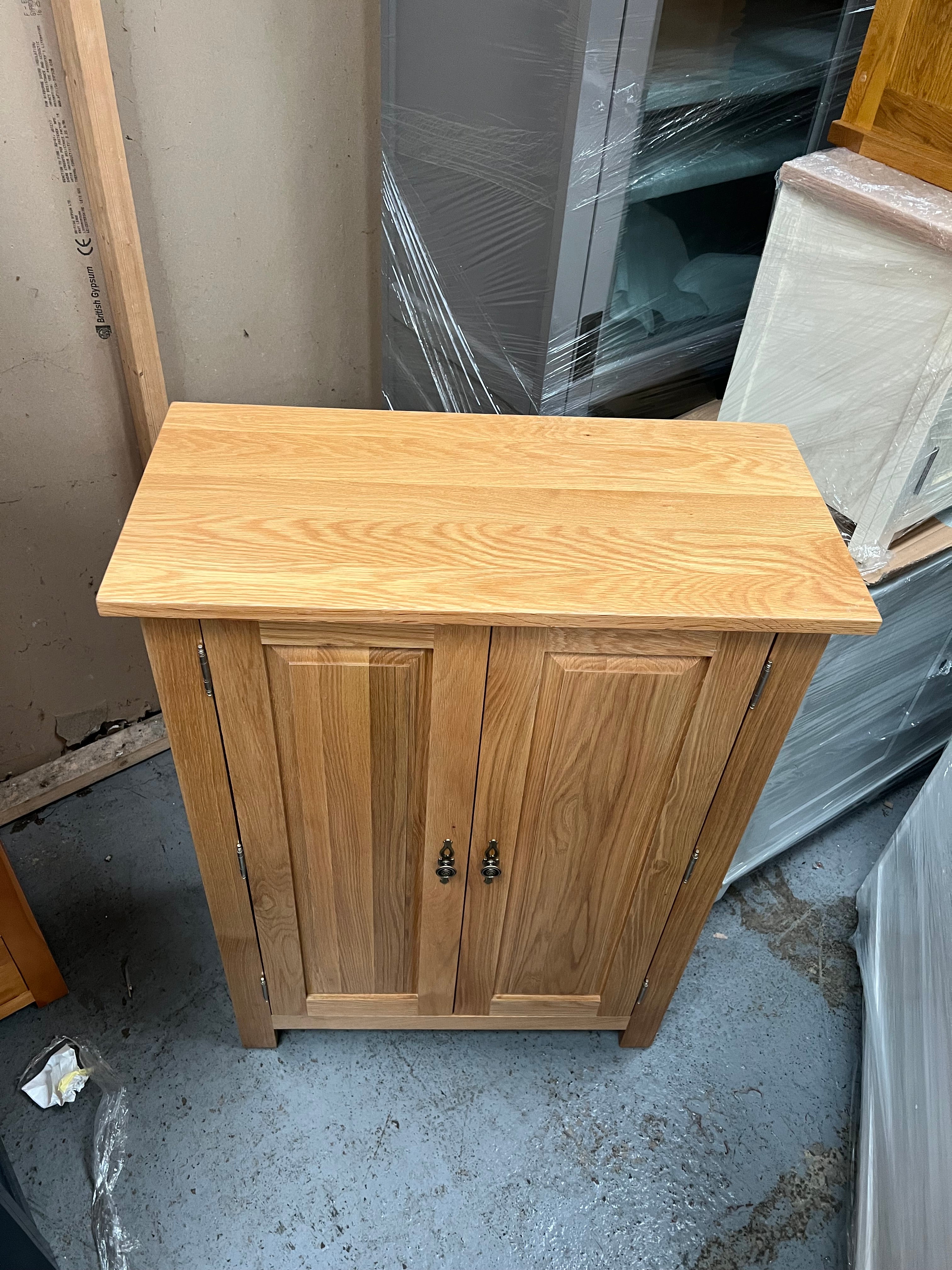 Oakland rustic oak large shoe cupboard Quality Furniture Clearance Ltd