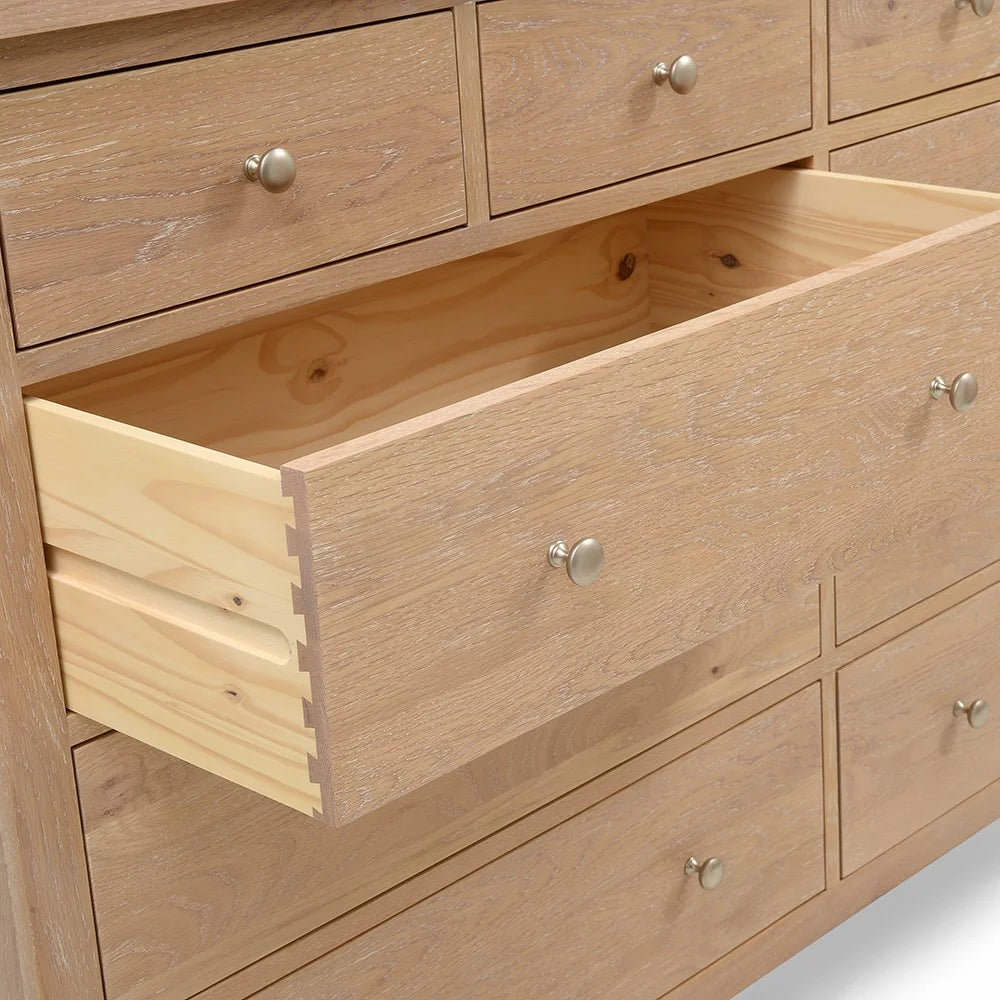 INGLESHAM WHITEWASH OAK 10 Drawer Chest Quality Furniture Clearance Ltd